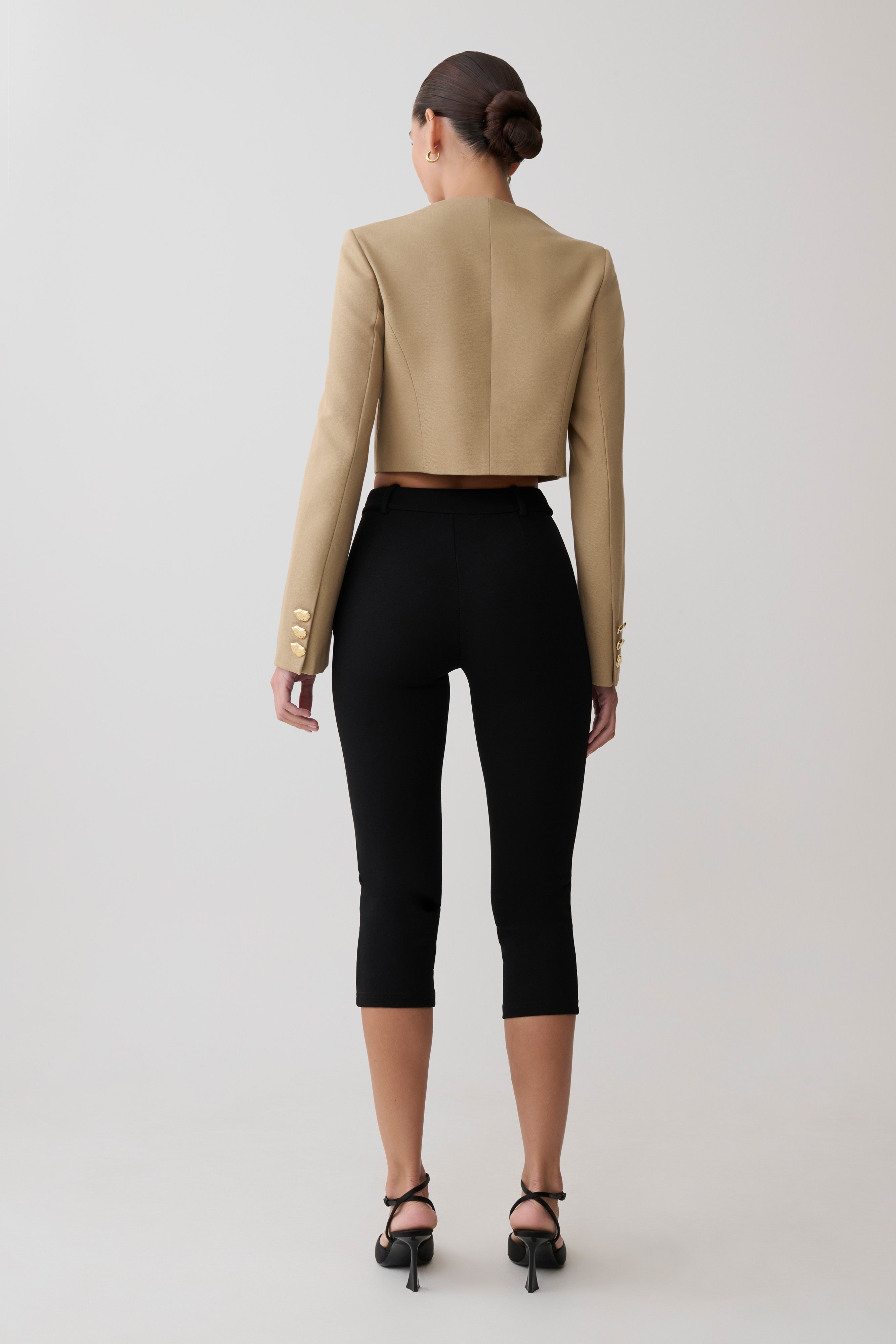 Alternative view of Marielle Button Up Cropped Jacket - Taupe