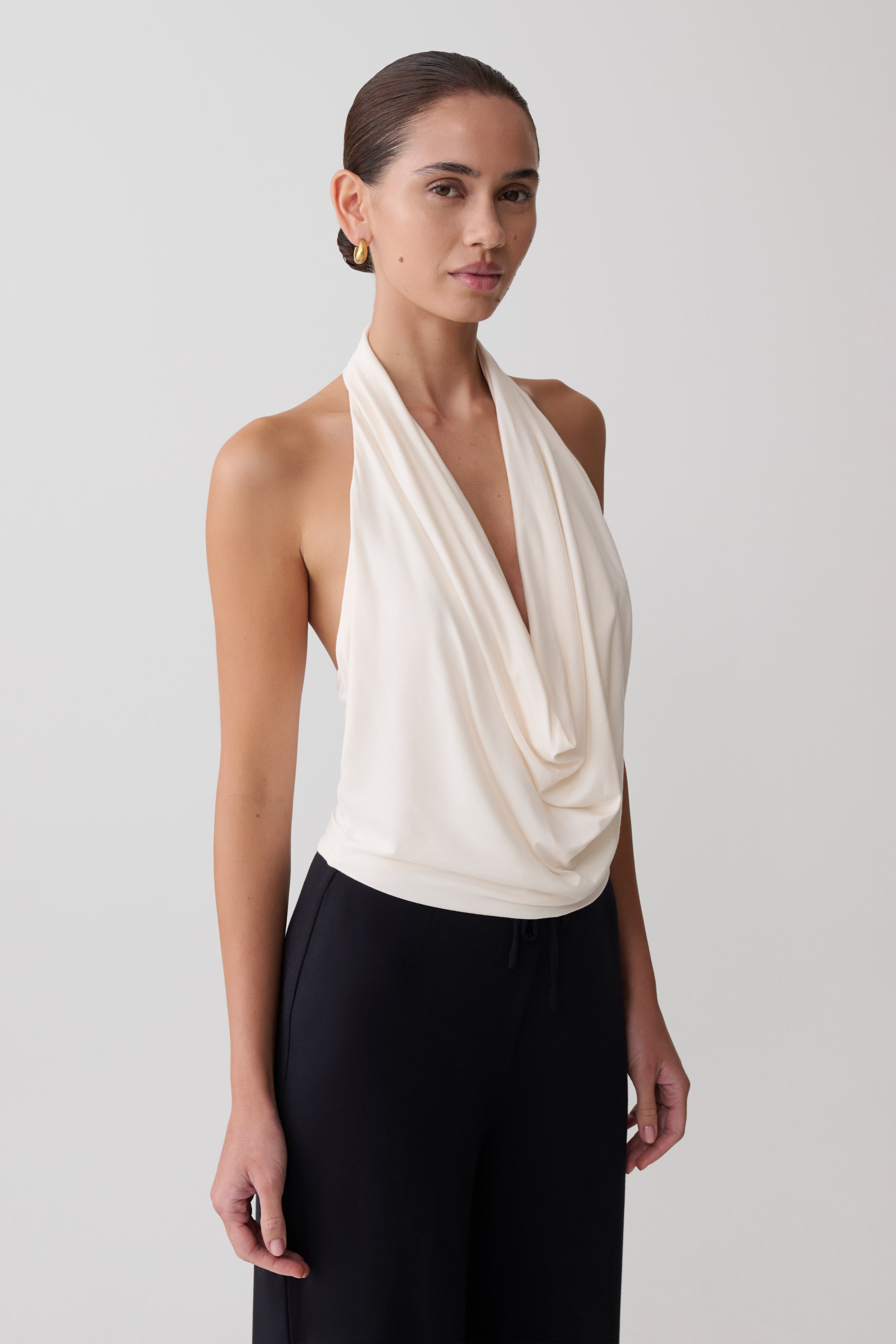 Huyen Cowl Front Modal Top - Ivory - Image 3