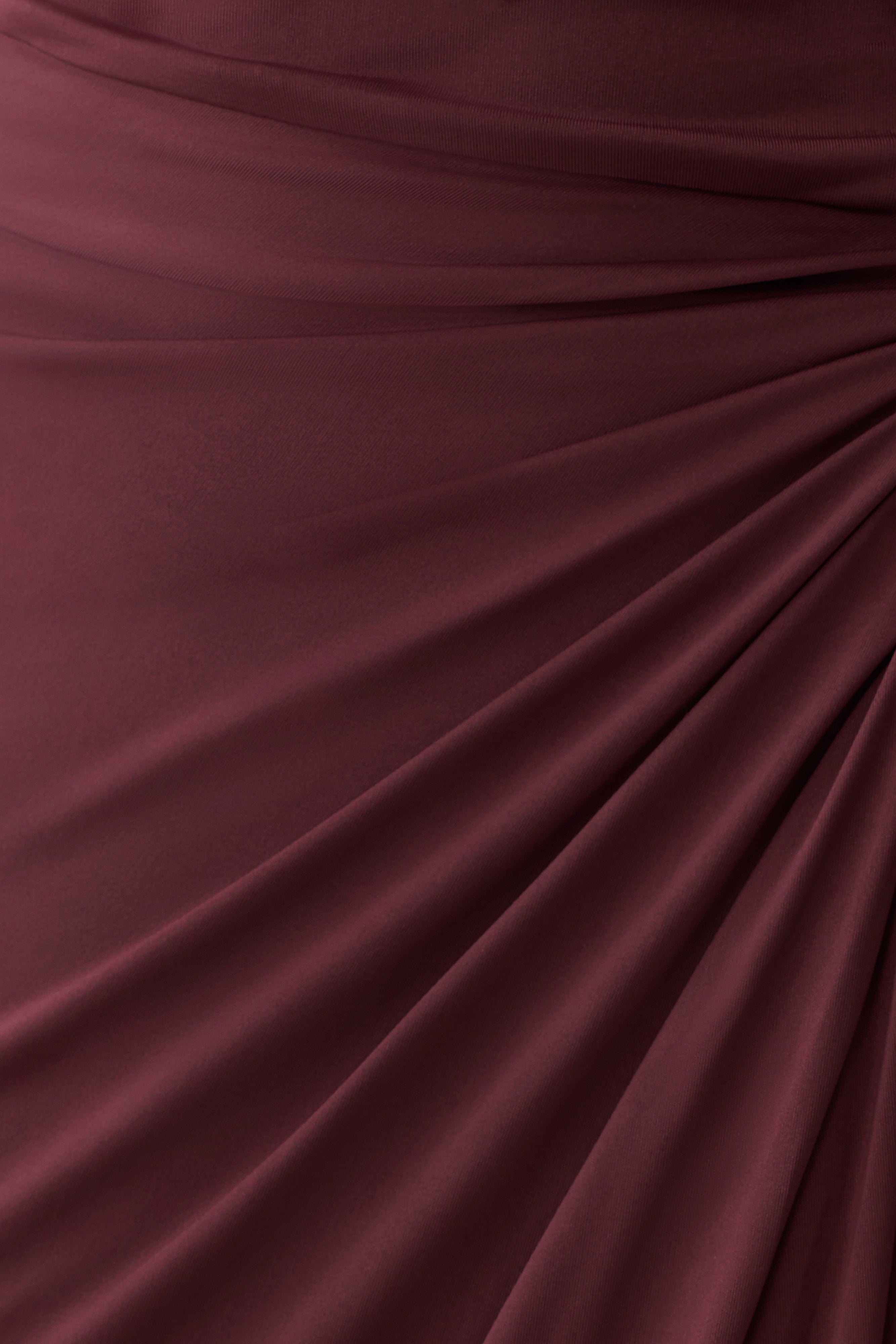 Alyn Off Shoulder Draped Maxi Dress - Dark Plum - Image 5
