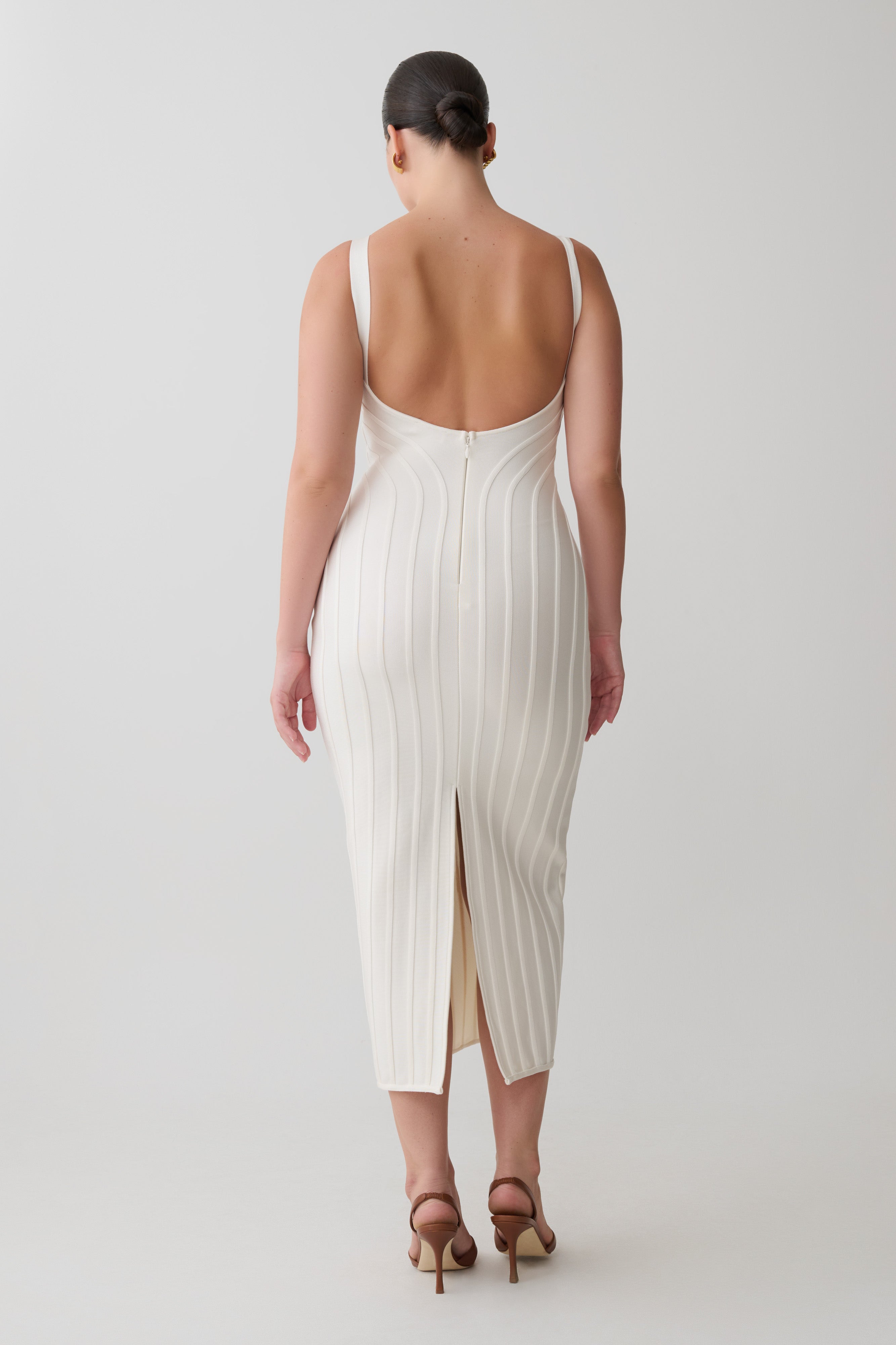Gia Bandage Knit Midi Dress - Ivory - Image 5
