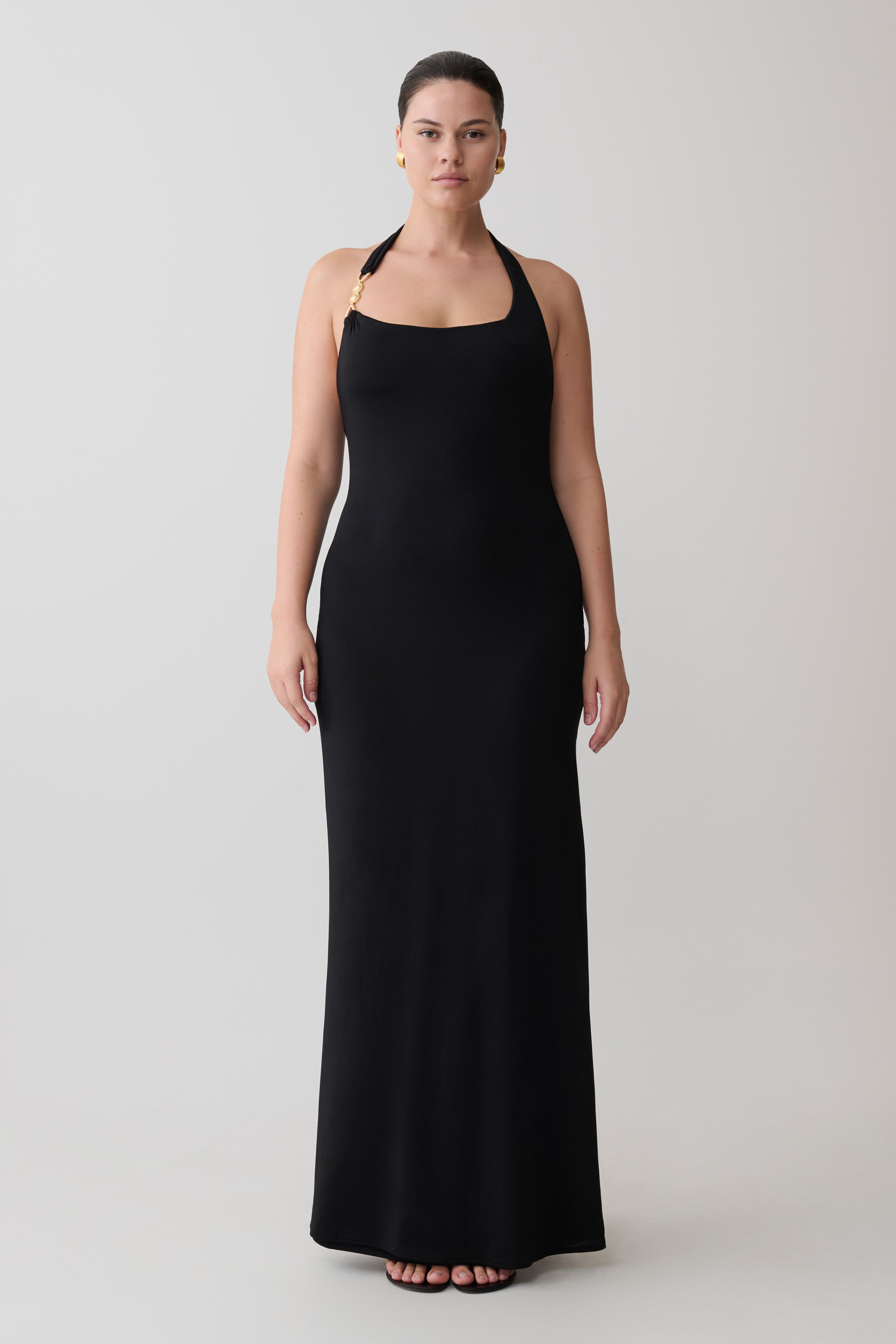 Khanh Slinky Halter Maxi Dress - Black - Image 5