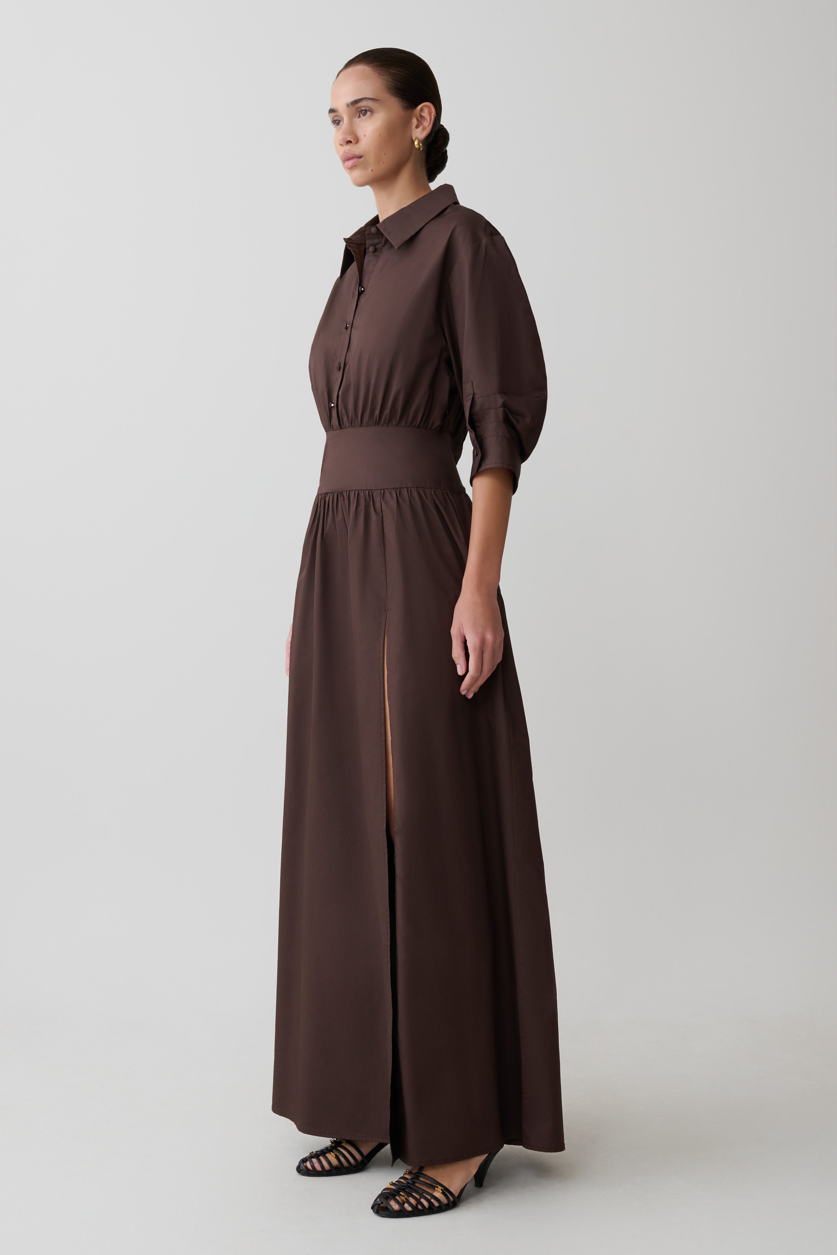 Isolde Long Sleeve Cotton Maxi Dress - Dark Chocolate - Image 7