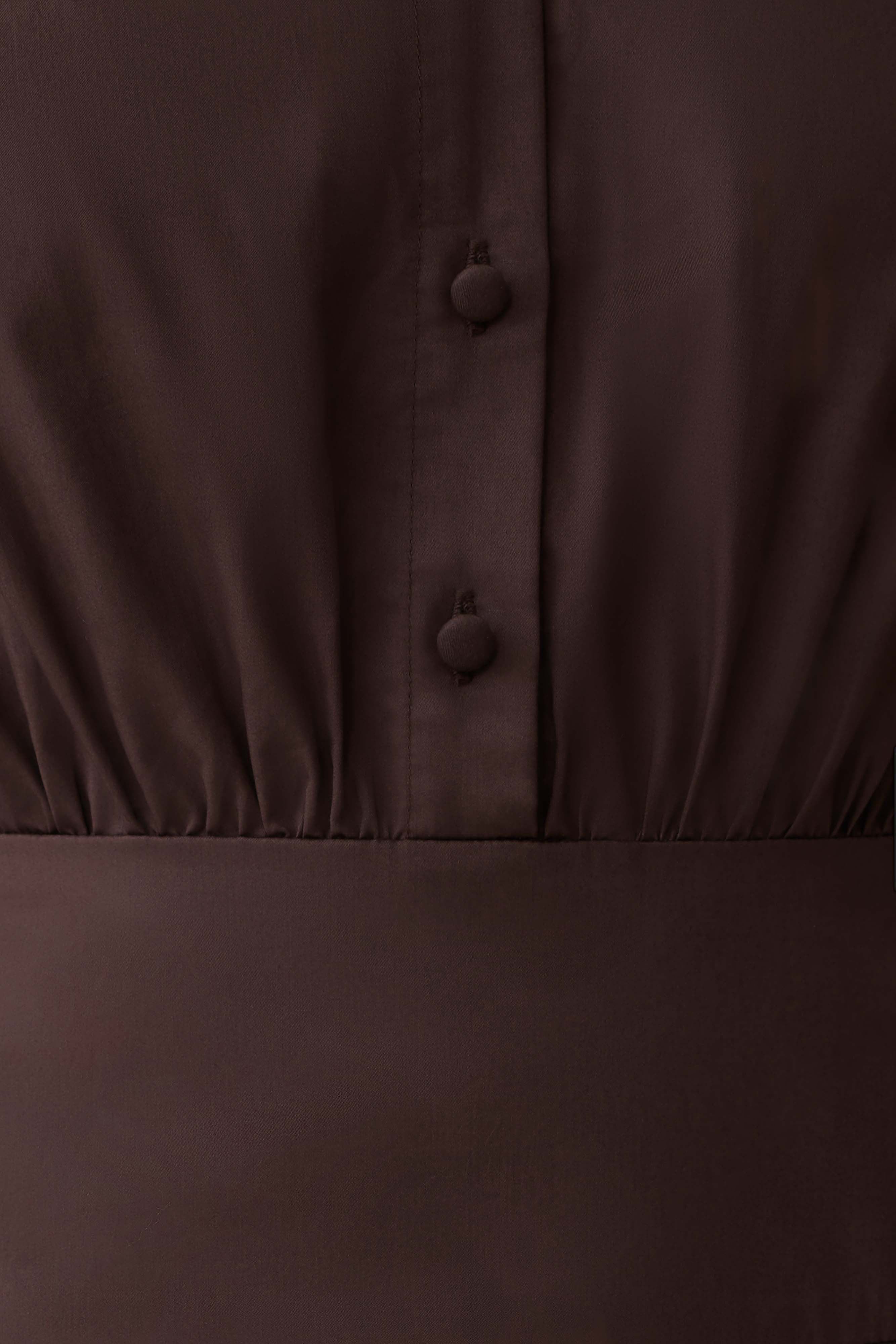 Isolde Long Sleeve Cotton Maxi Dress - Dark Chocolate - Image 12