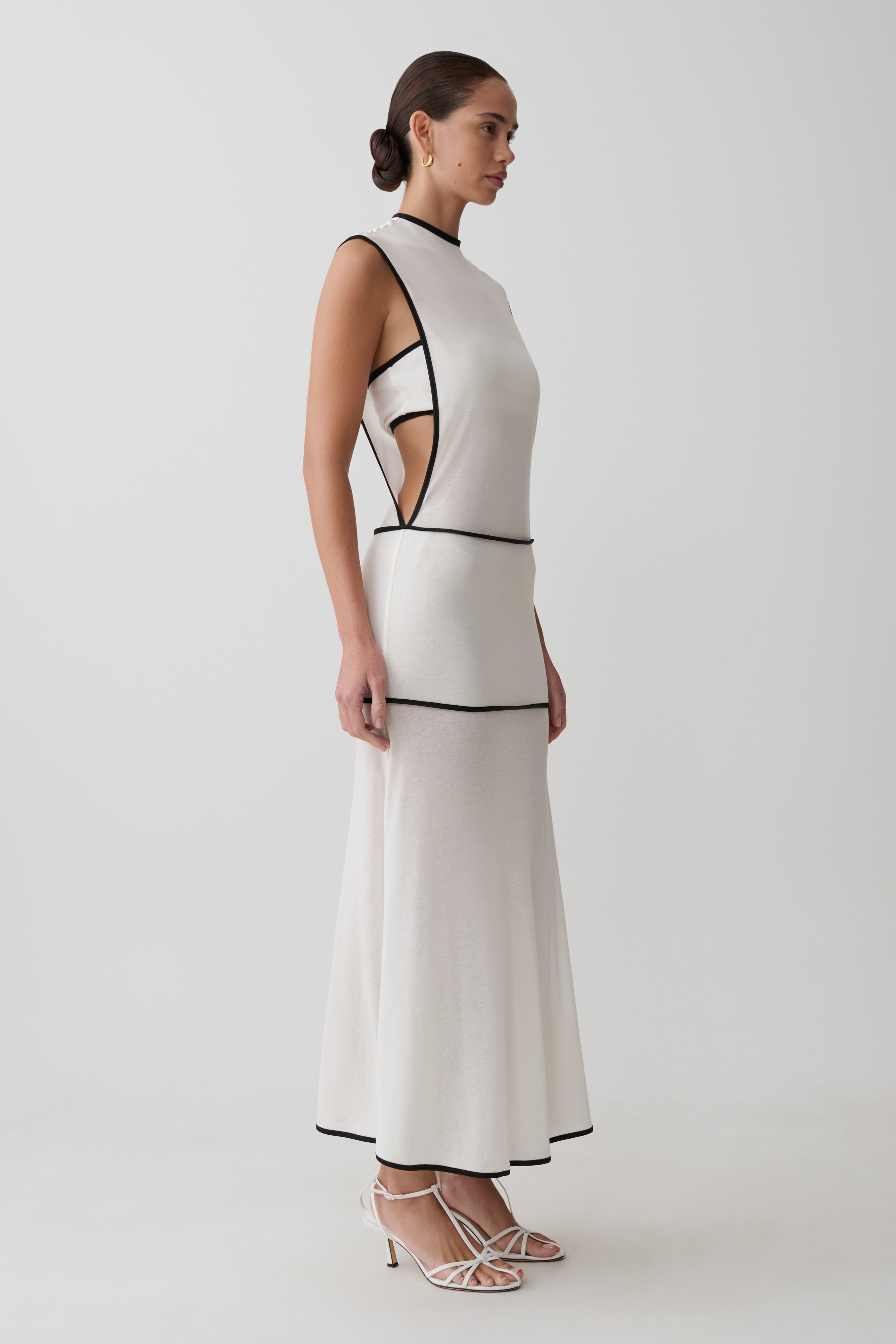 Aris Sleeveless Sheer Maxi Dress - Black/White - Image 3