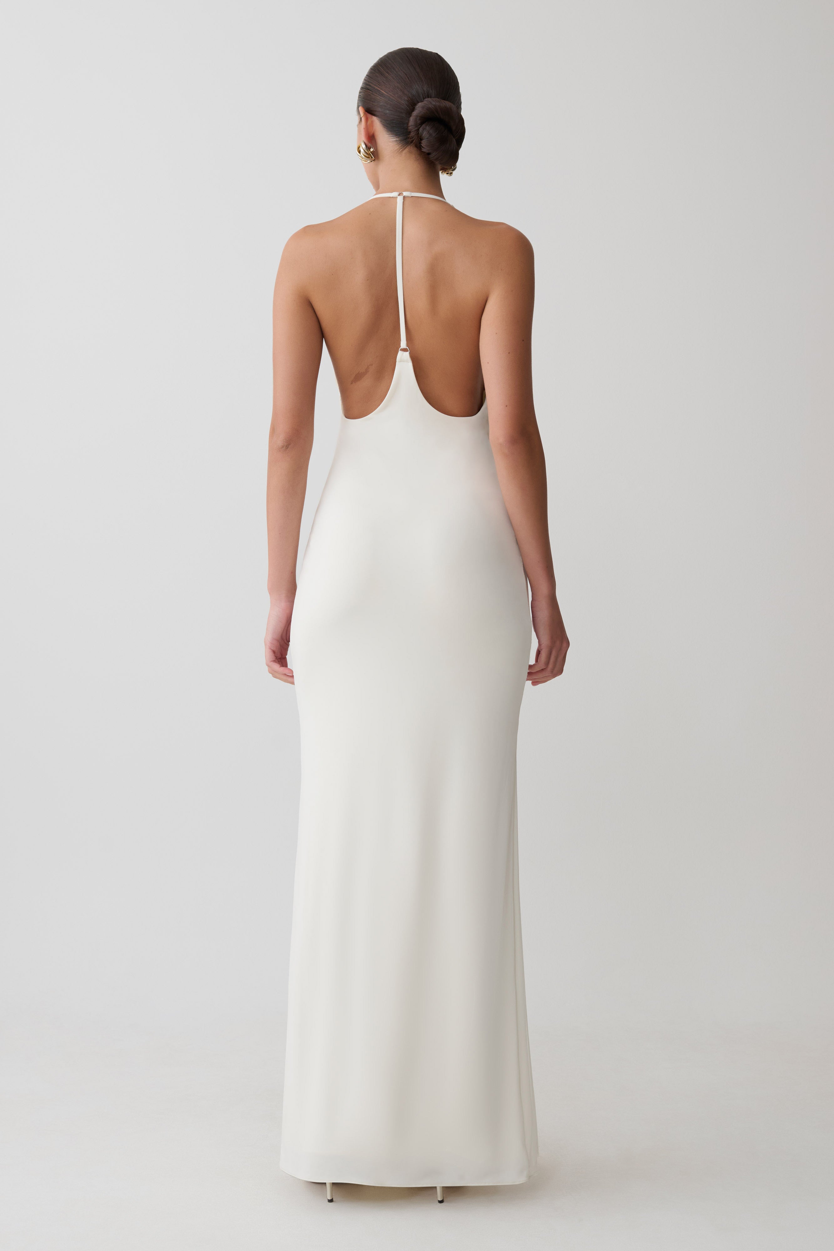 Alternative view of Hana Slinky Plunge Maxi Dress - Ivory