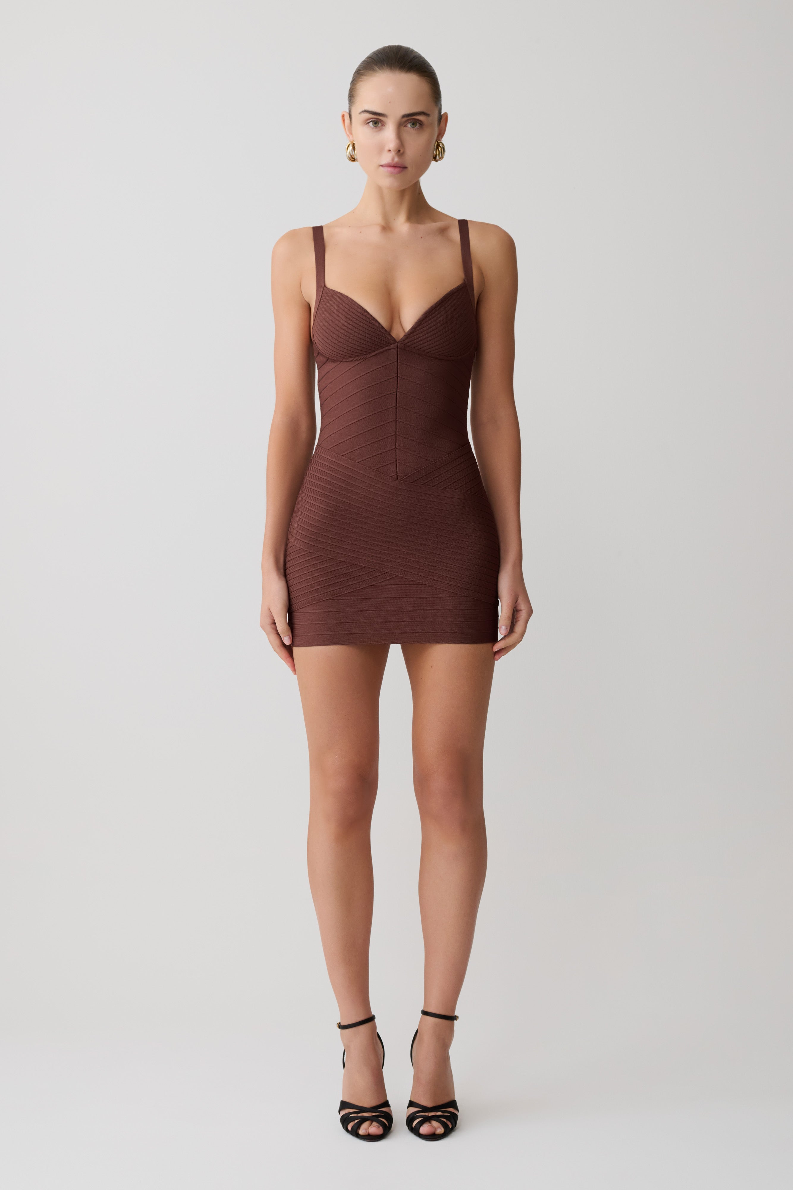 Alternative view of Maison Bandage Knit Mini Dress - Chocolate