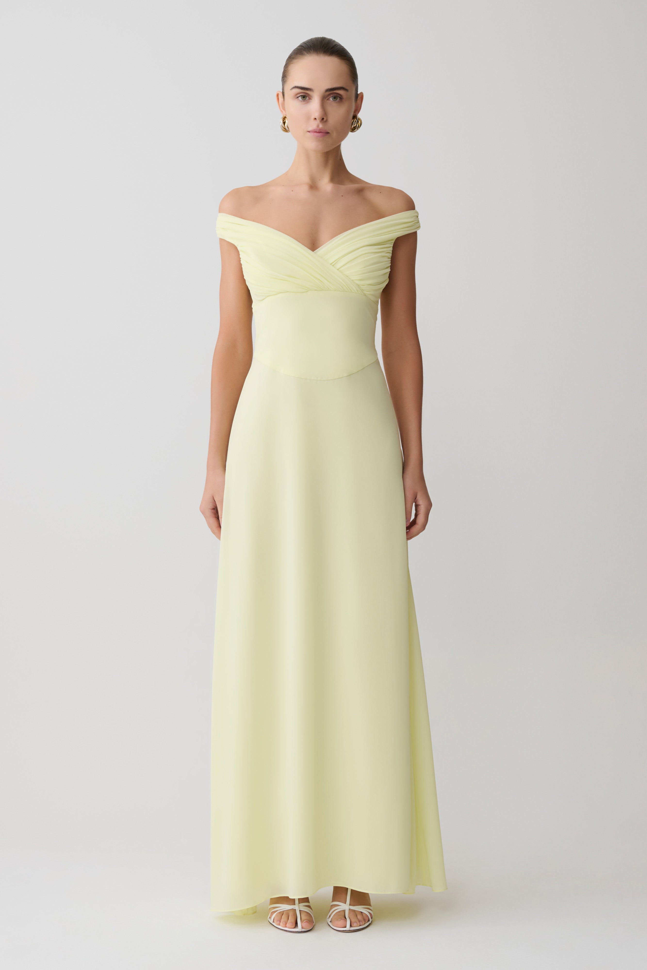 Alternative view of Mabel Off Shoulder Chiffon Maxi Dress - Lemon