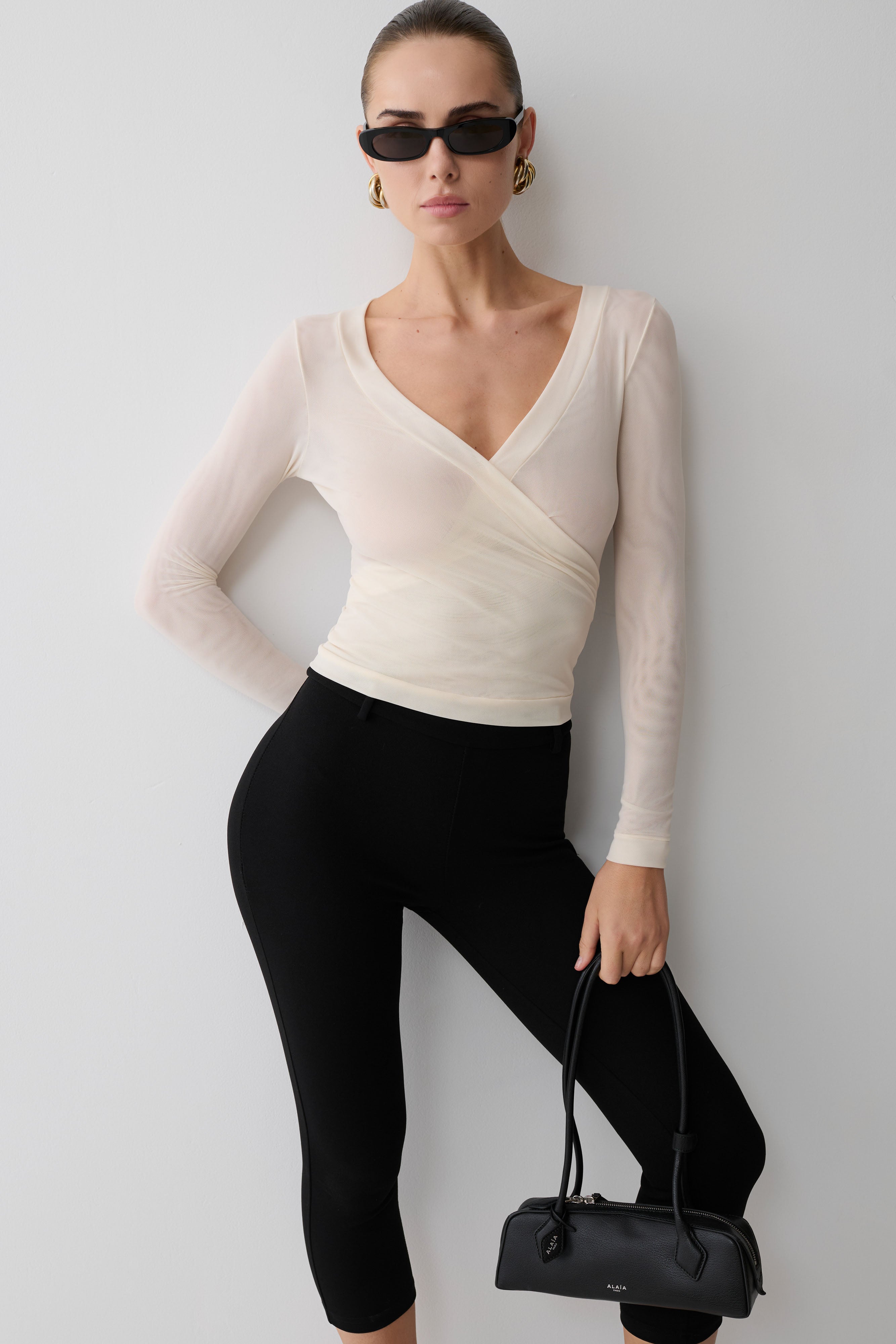 Lumi Long Sleeve Mesh Top - Bone - Image 10