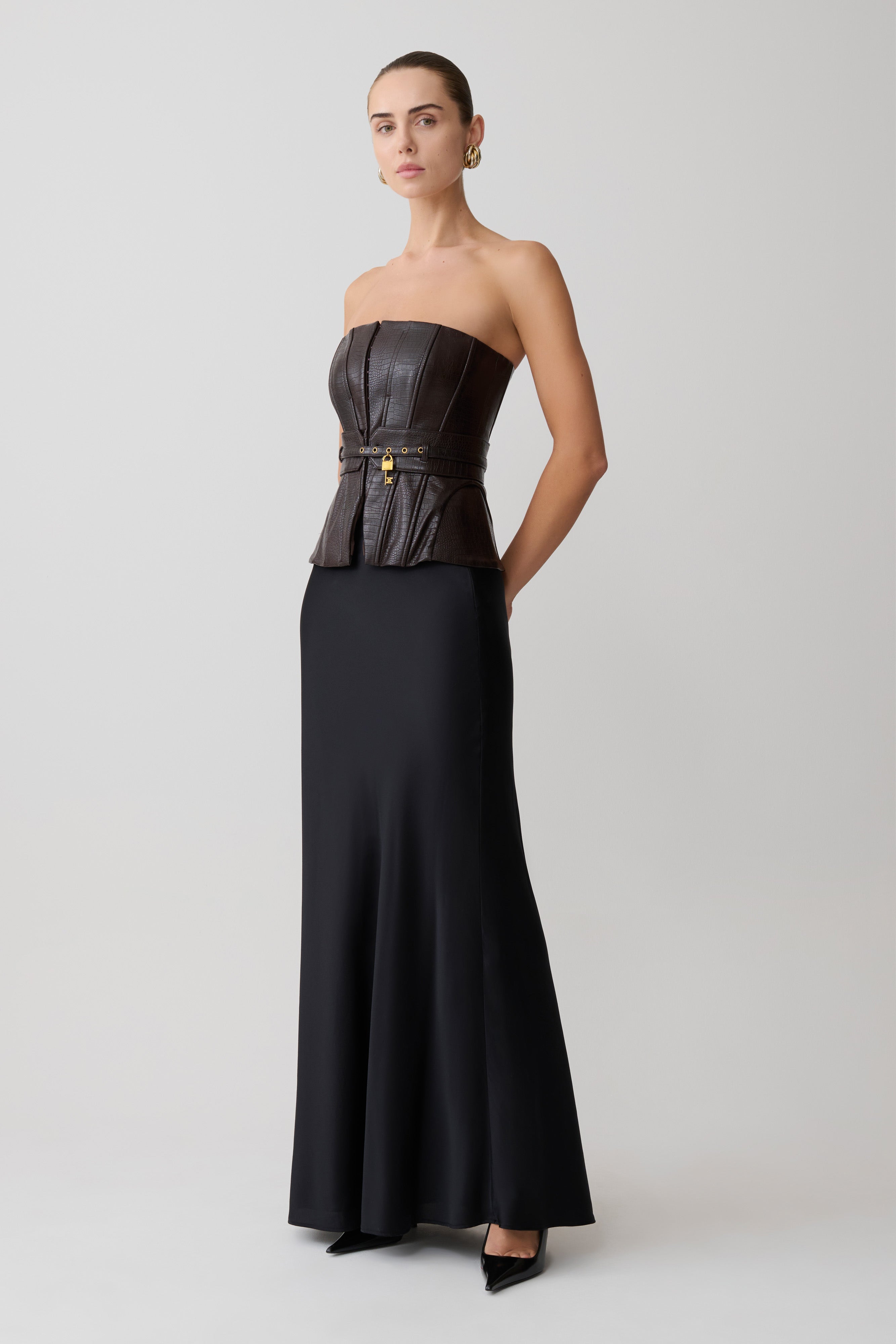Sabrina Silk Blend Maxi Skirt - Black - Image 3
