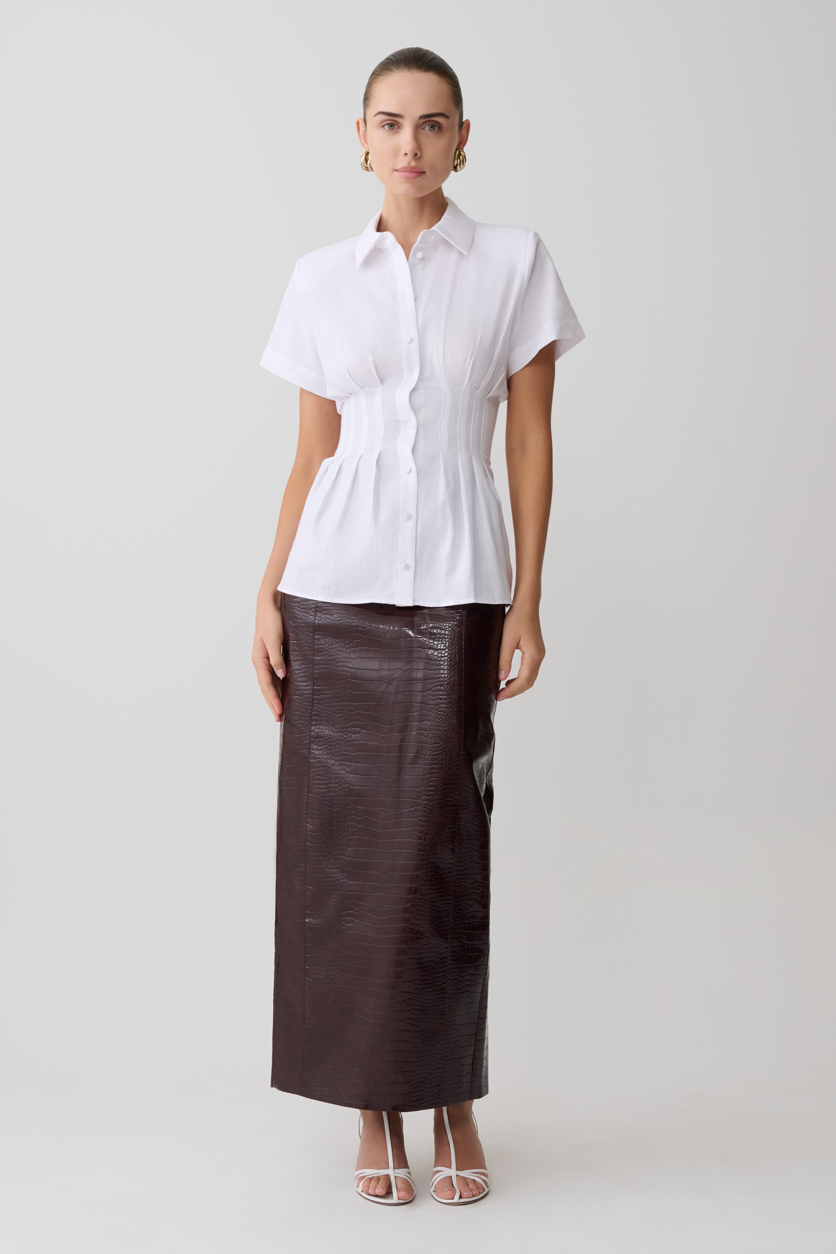 Selma Short Sleeve Linen Shirt - White - Image 3