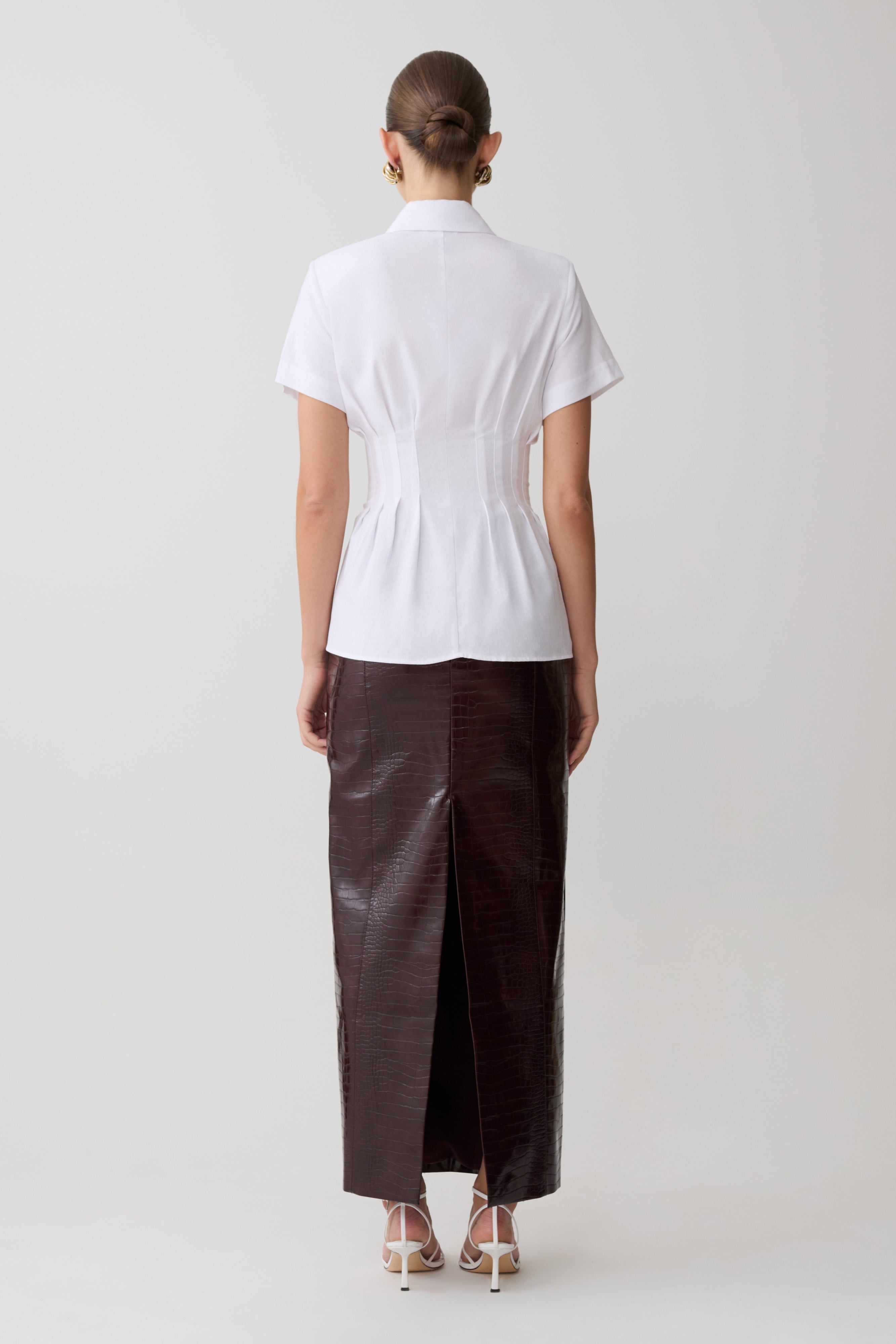 Selma Short Sleeve Linen Shirt - White - Image 5