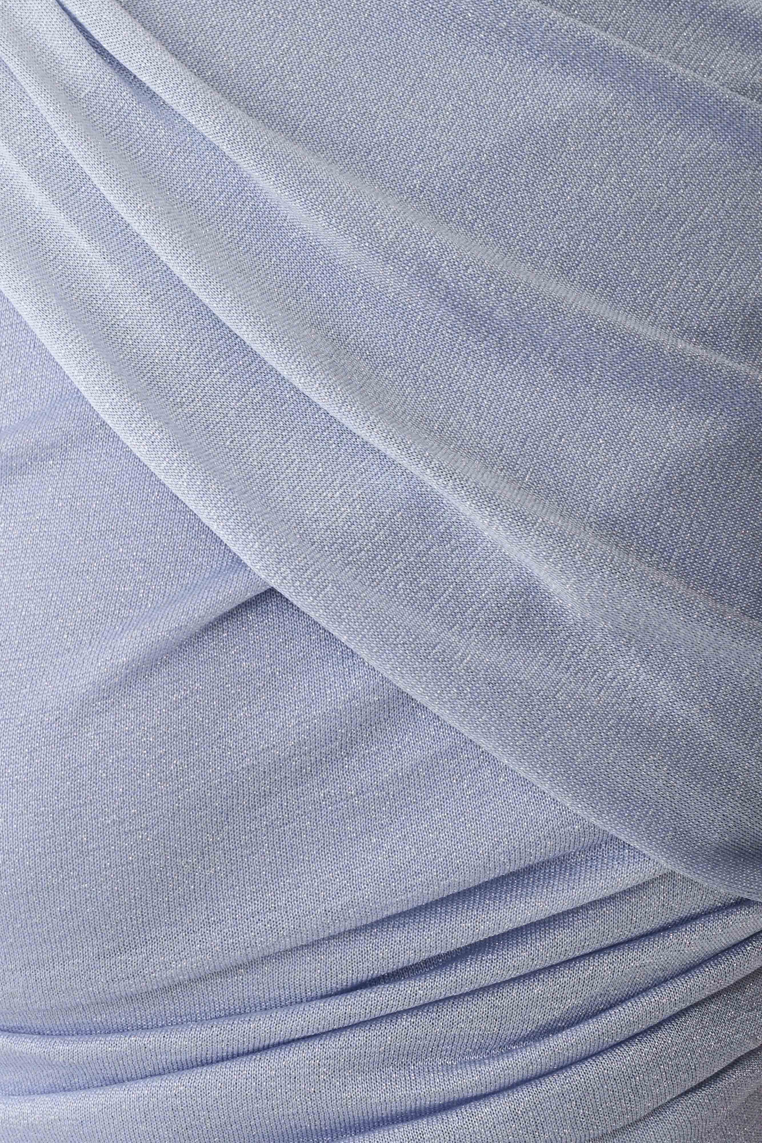 Adrienne One Shoulder Lurex Top - Pastel Blue - Image 6