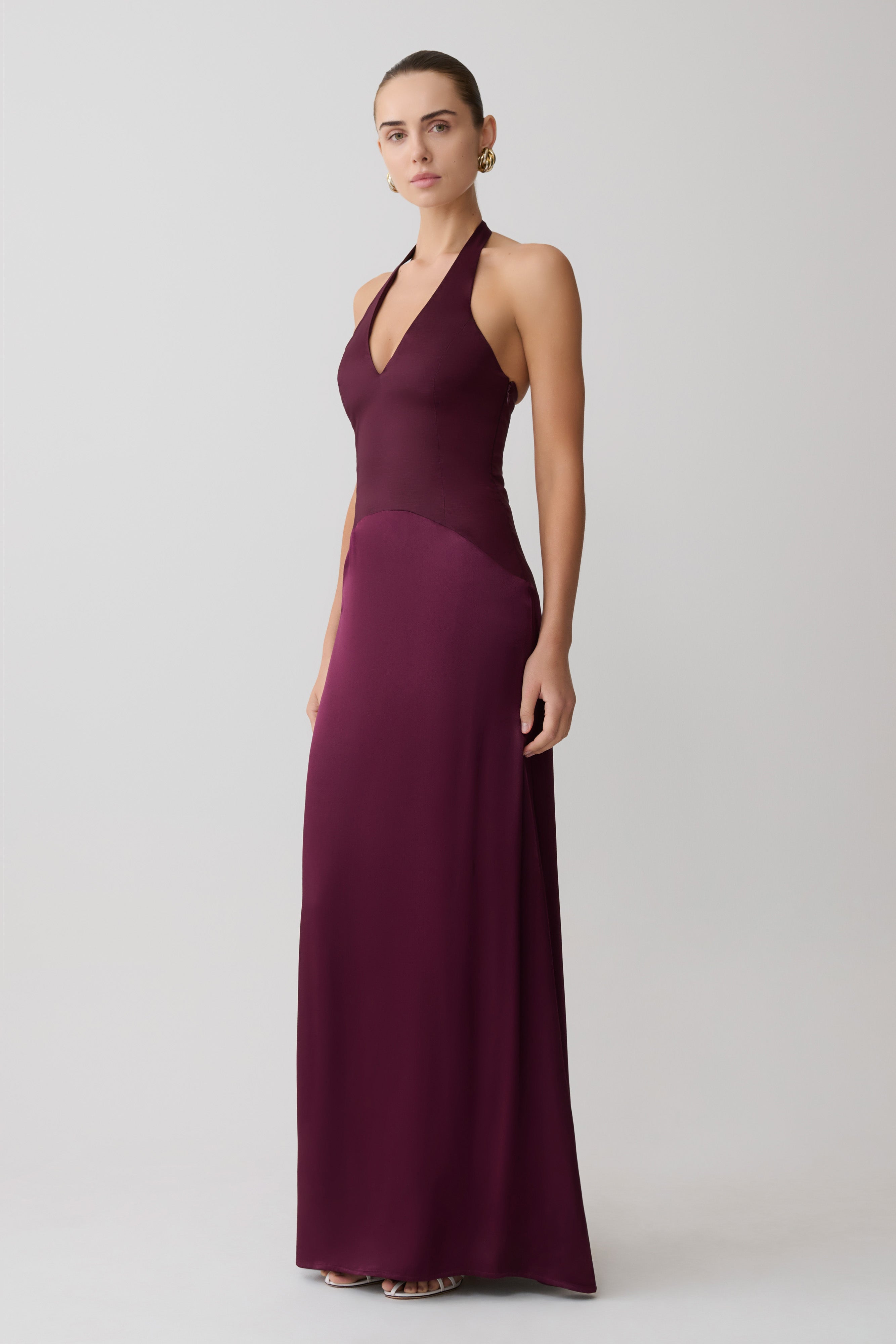 Maura Taffeta And Satin Maxi Dress - Wine - Image 3