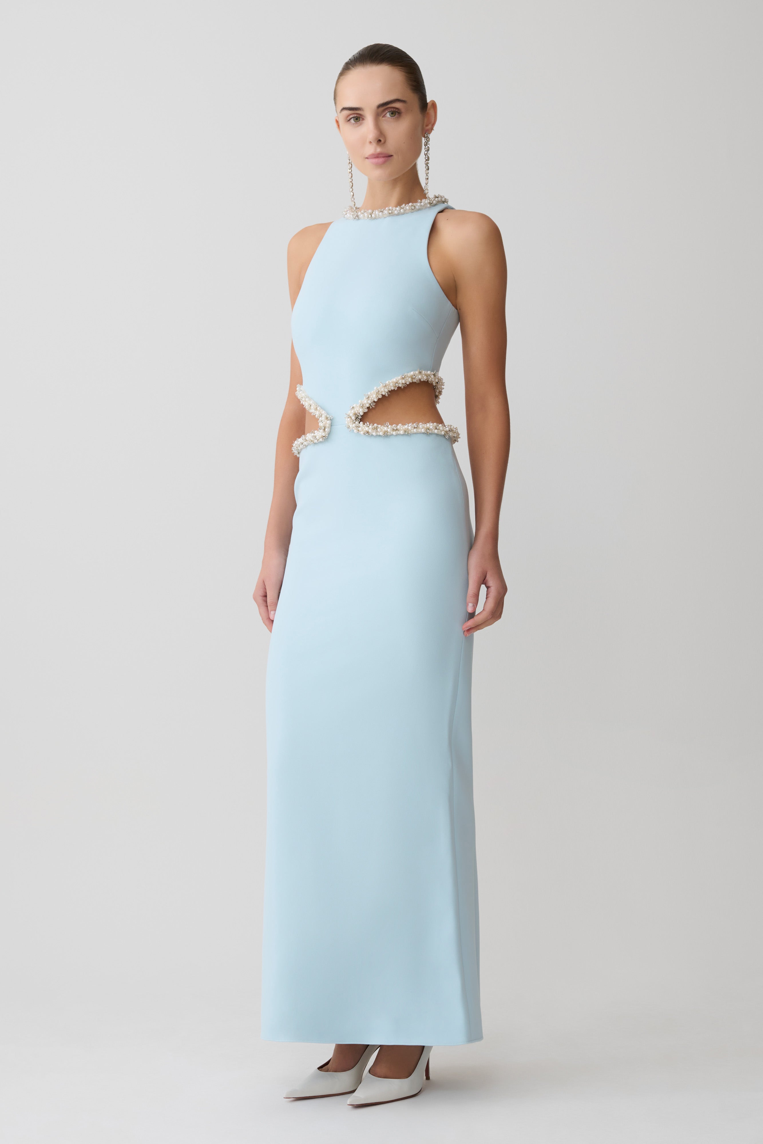 Nicole Embellished Cut Out Maxi Dress - Pale Blue - Image 3
