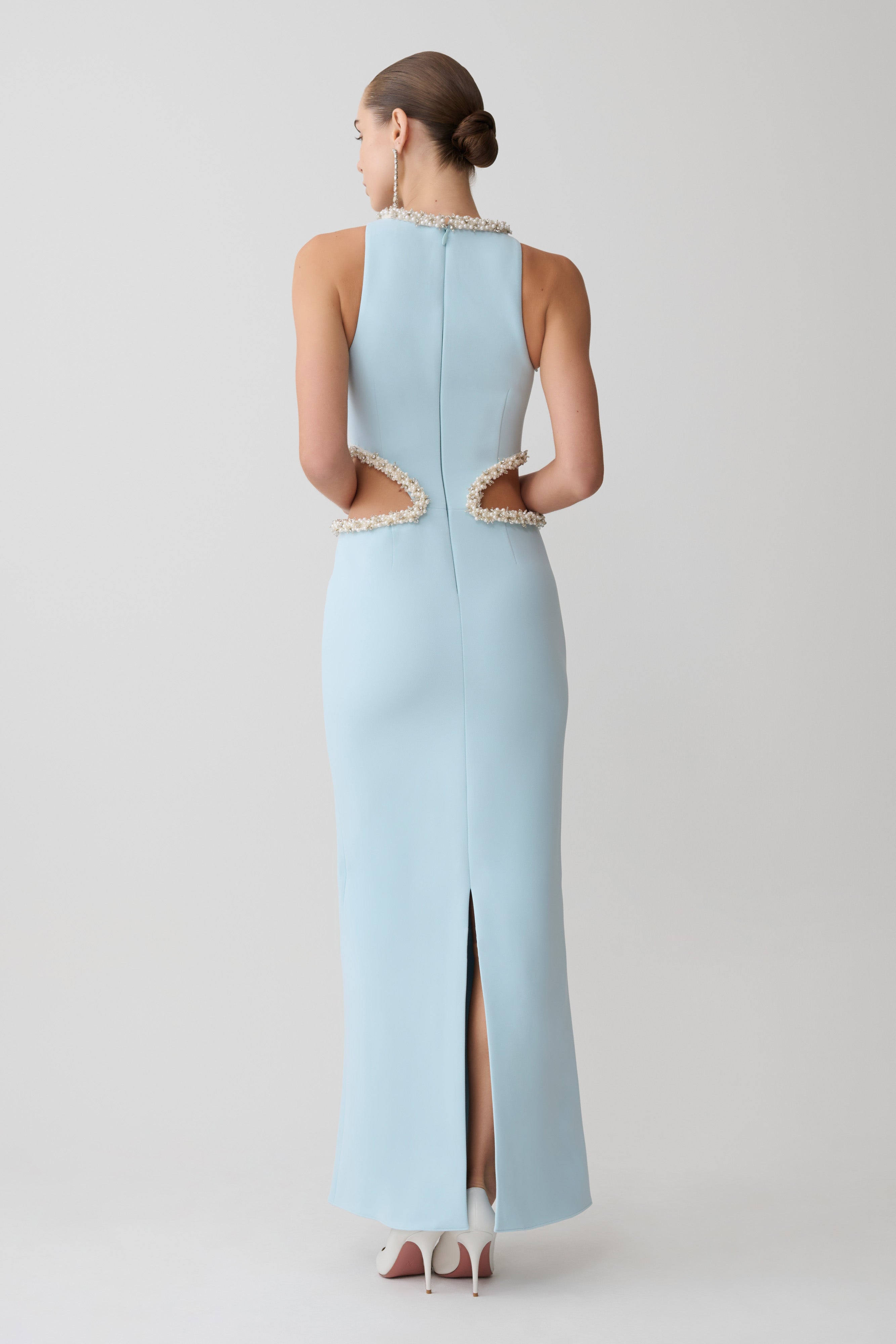 Alternative view of Nicole Embellished Cut Out Maxi Dress - Pale Blue