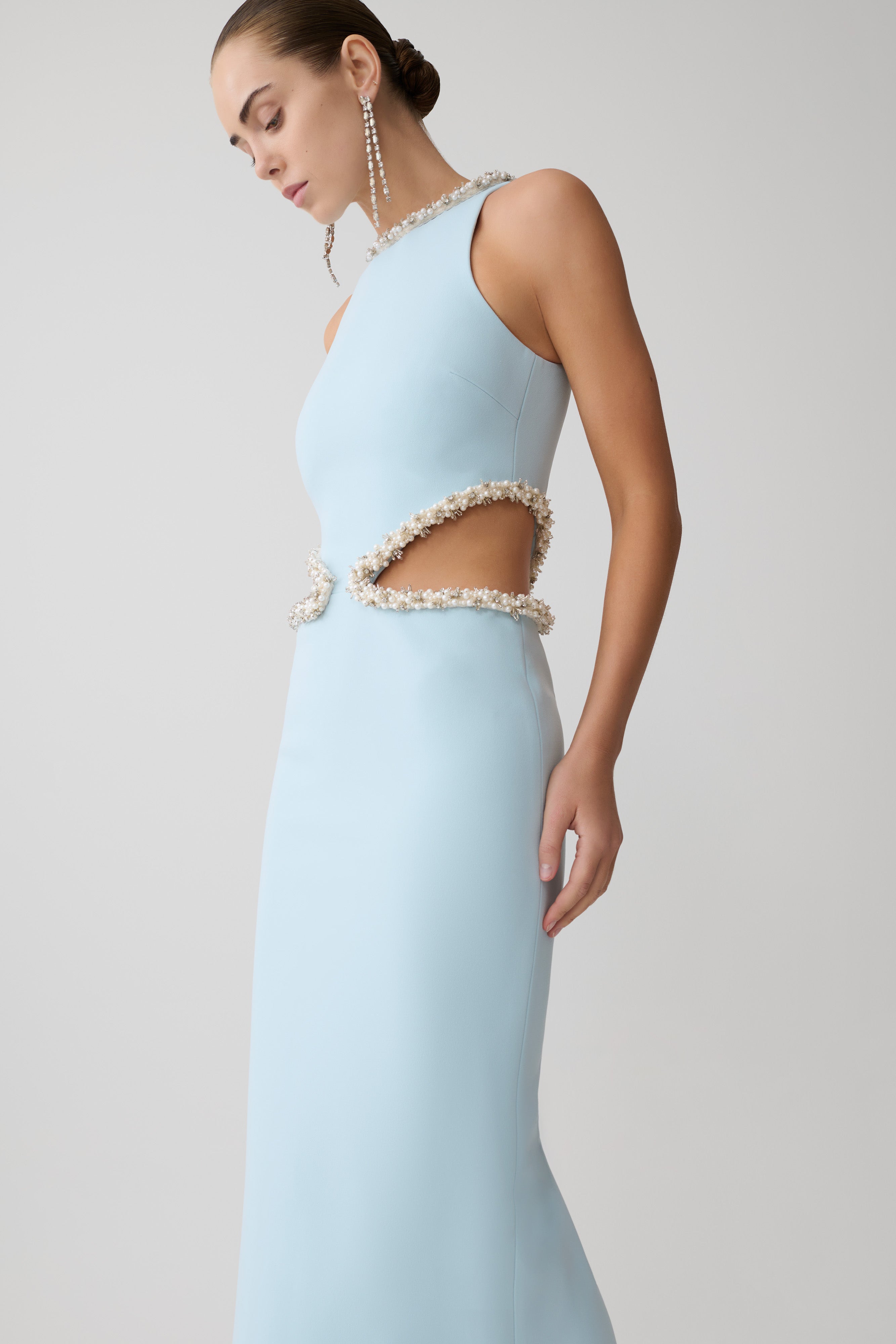 Nicole Embellished Cut Out Maxi Dress - Pale Blue - Image 5