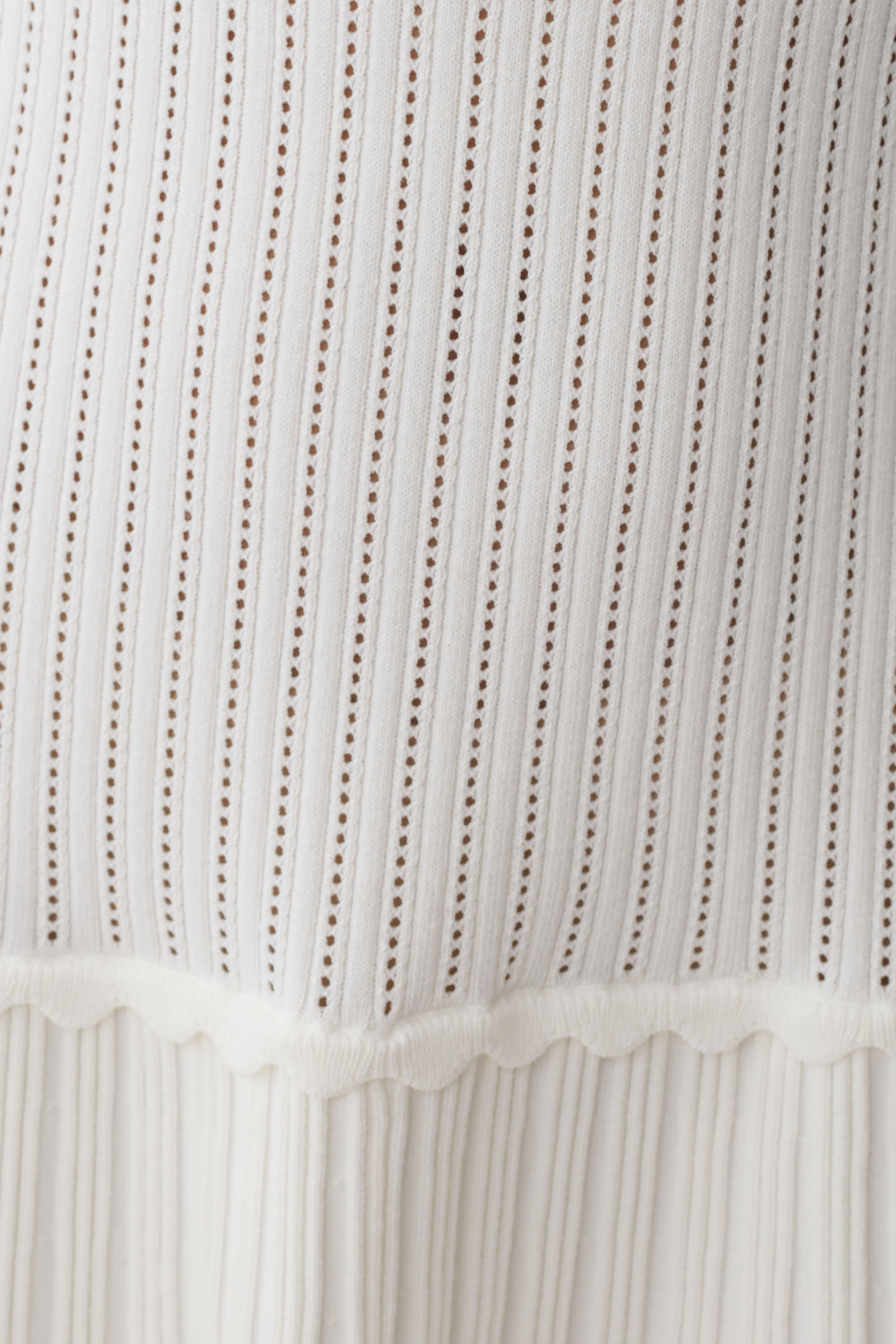 Adena Pointelle Knit Mini Dress - Ivory - Image 7