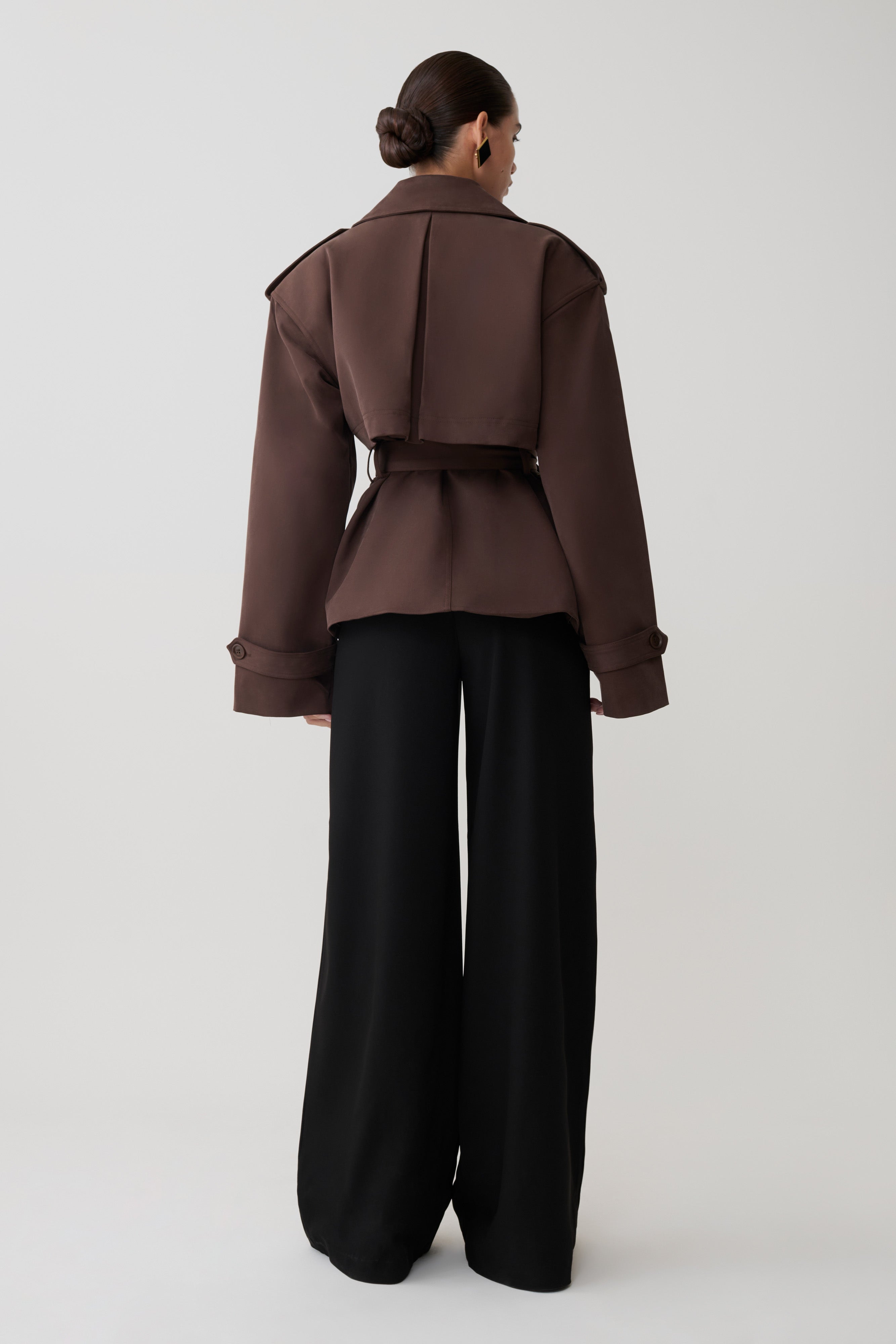 Alden Short Trench Jacket - Chocolate - Image 3