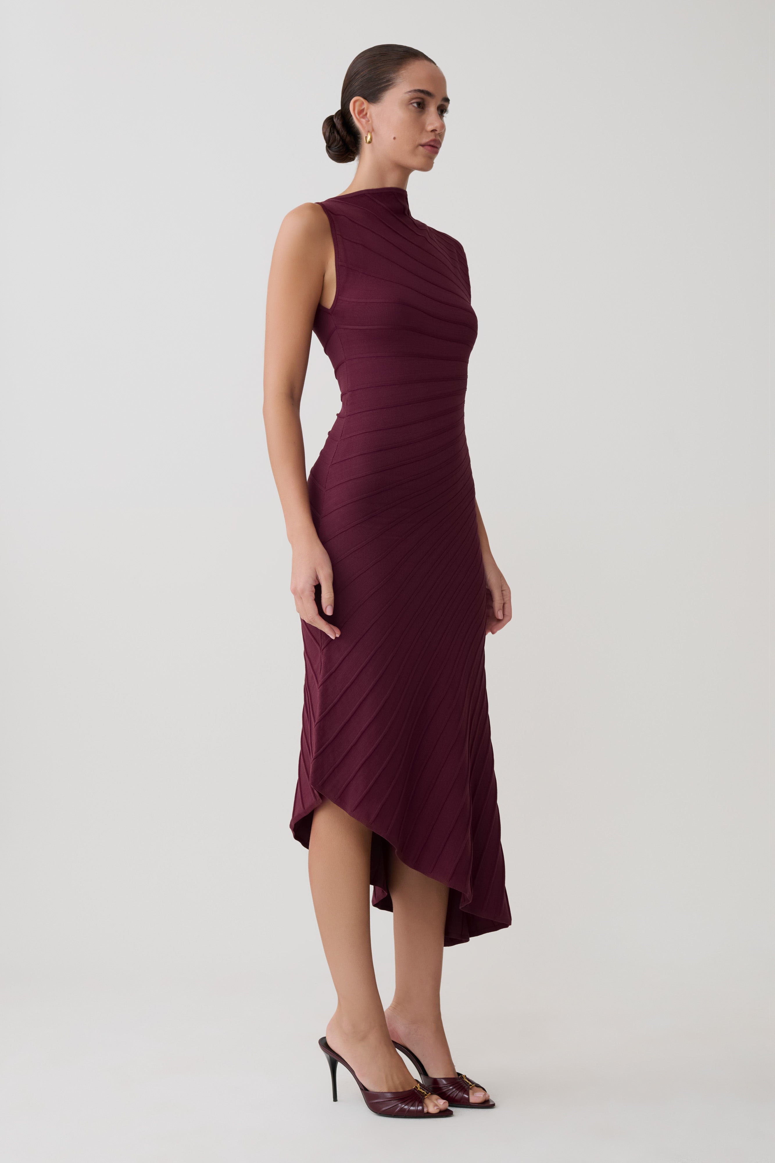 Milasandra Pleated Knit Dress - Plum - Image 8