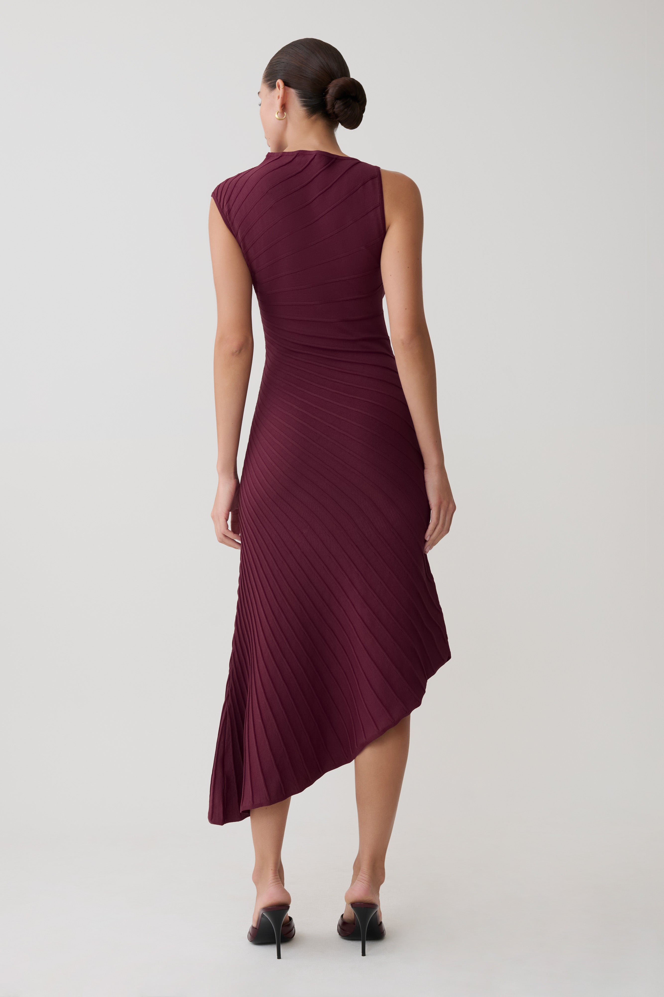 Milasandra Pleated Knit Dress - Plum - Image 9