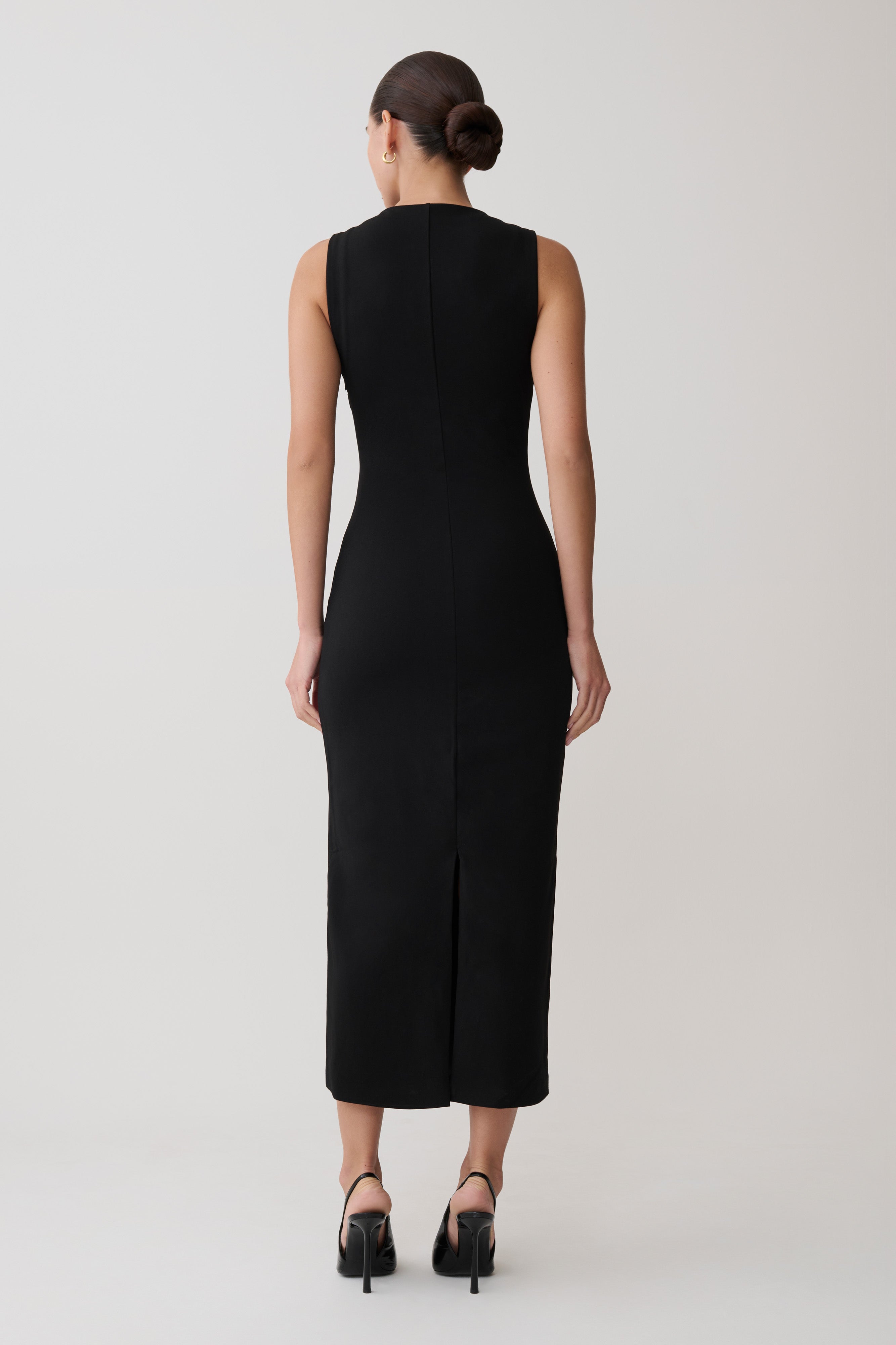 Alternative view of Norah Sleeveless Crepe Midi Dress - Black