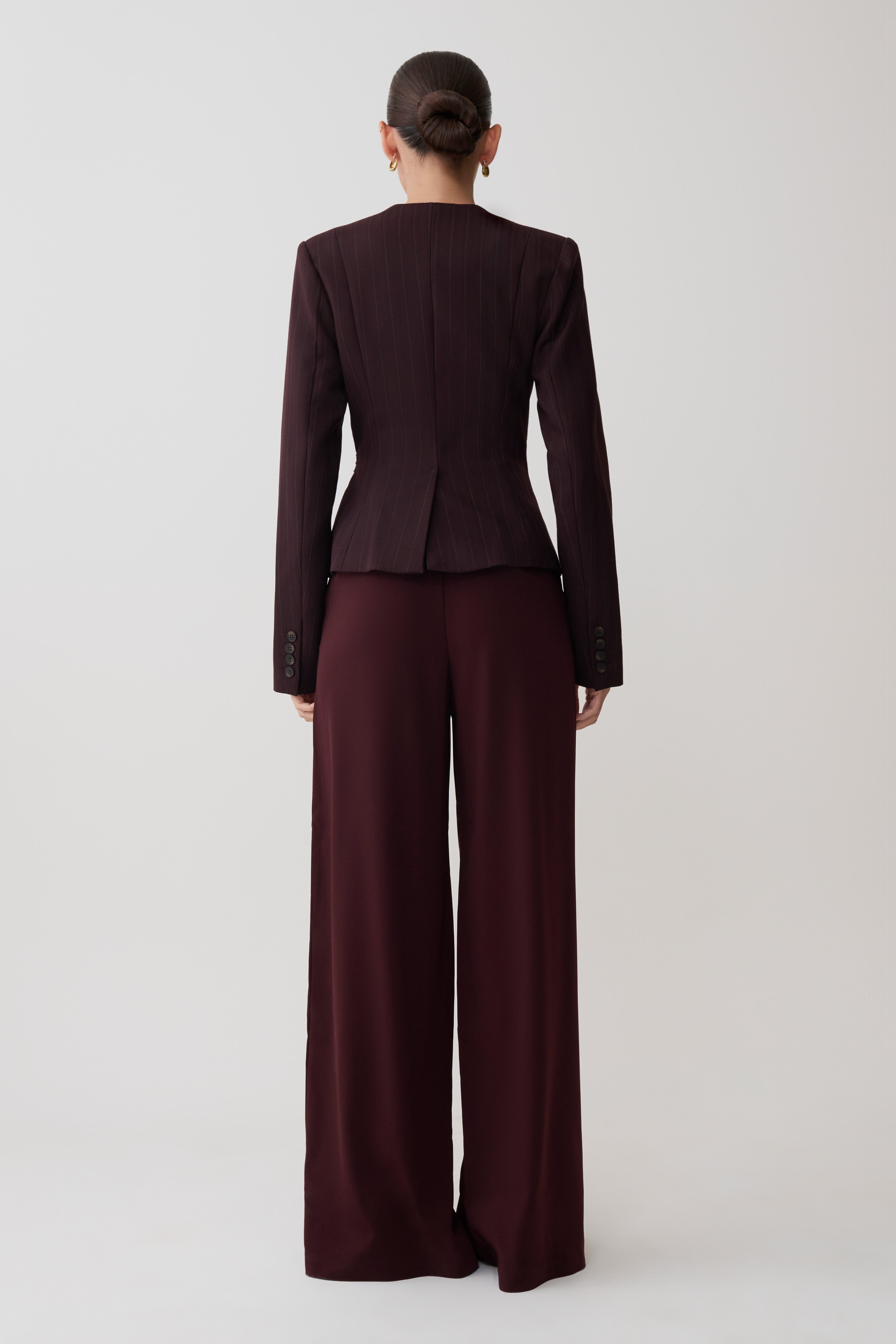 Agatha Square Neck Blazer - Plum Pinstripe - Image 6