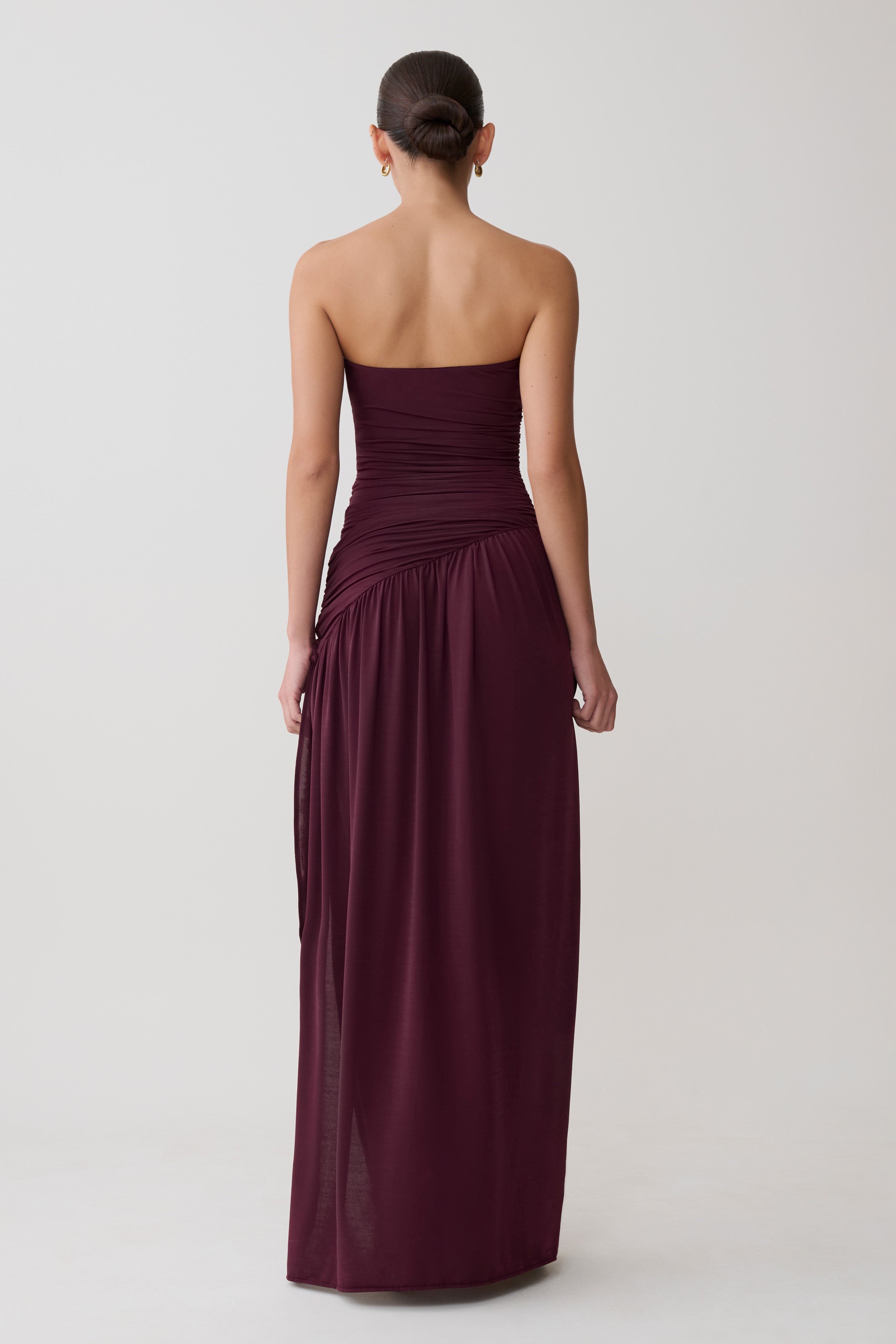 Alternative view of Bex Strapless Slinky Maxi Dress With Split - Burgundy