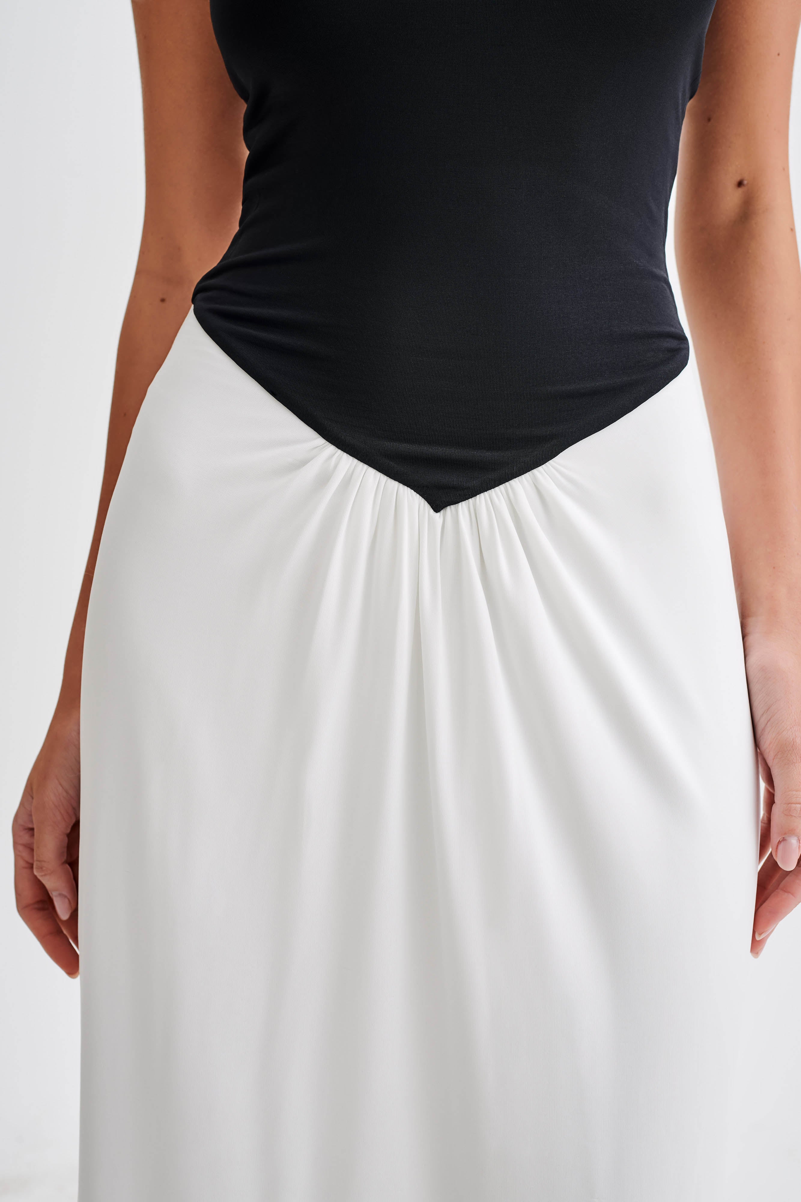 Alternative view of Ruby Strapless Slinky Maxi Dress - Black/White