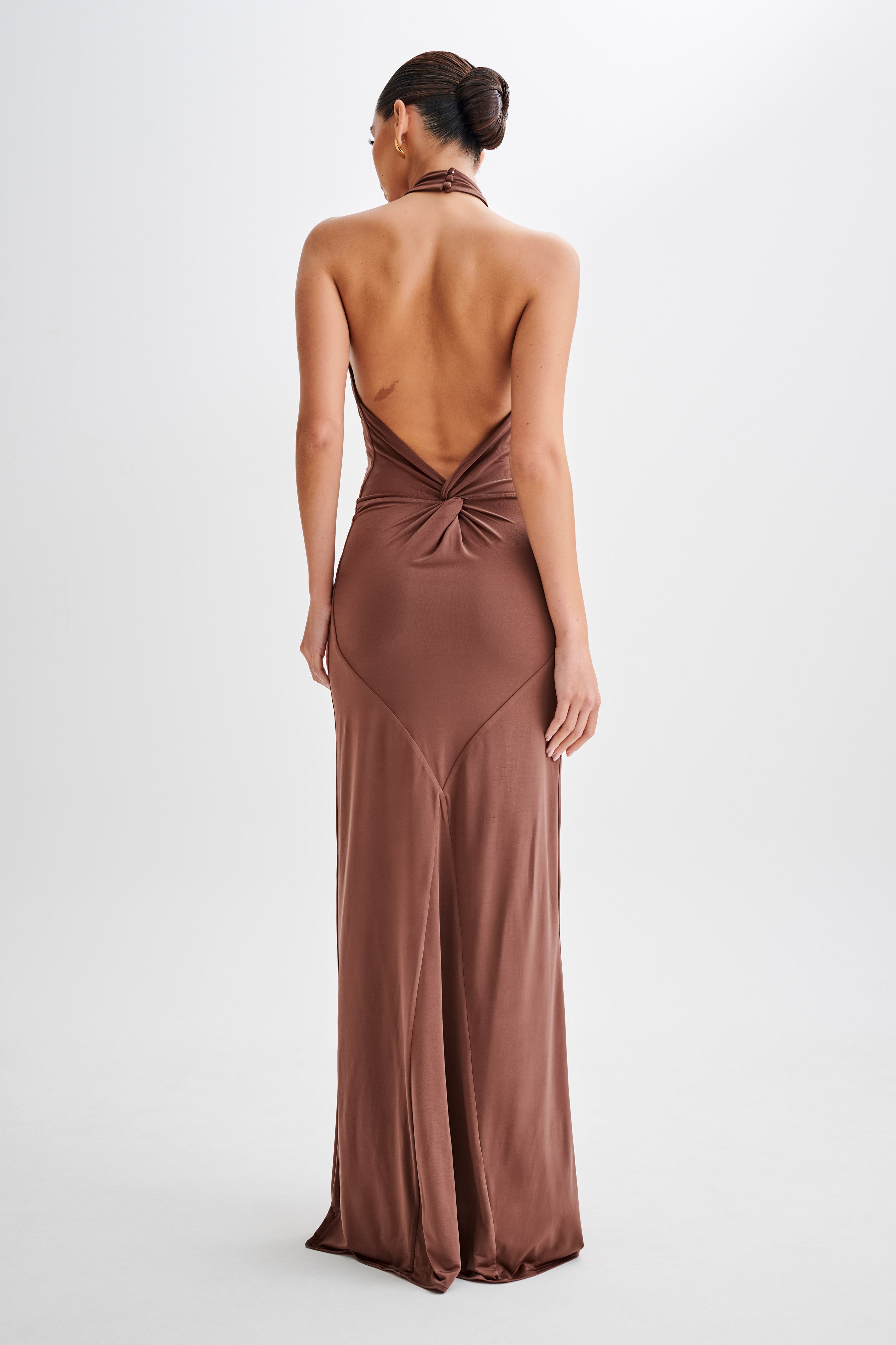 Alternative view of Elyna Slinky Halter Maxi Dress - Chocolate