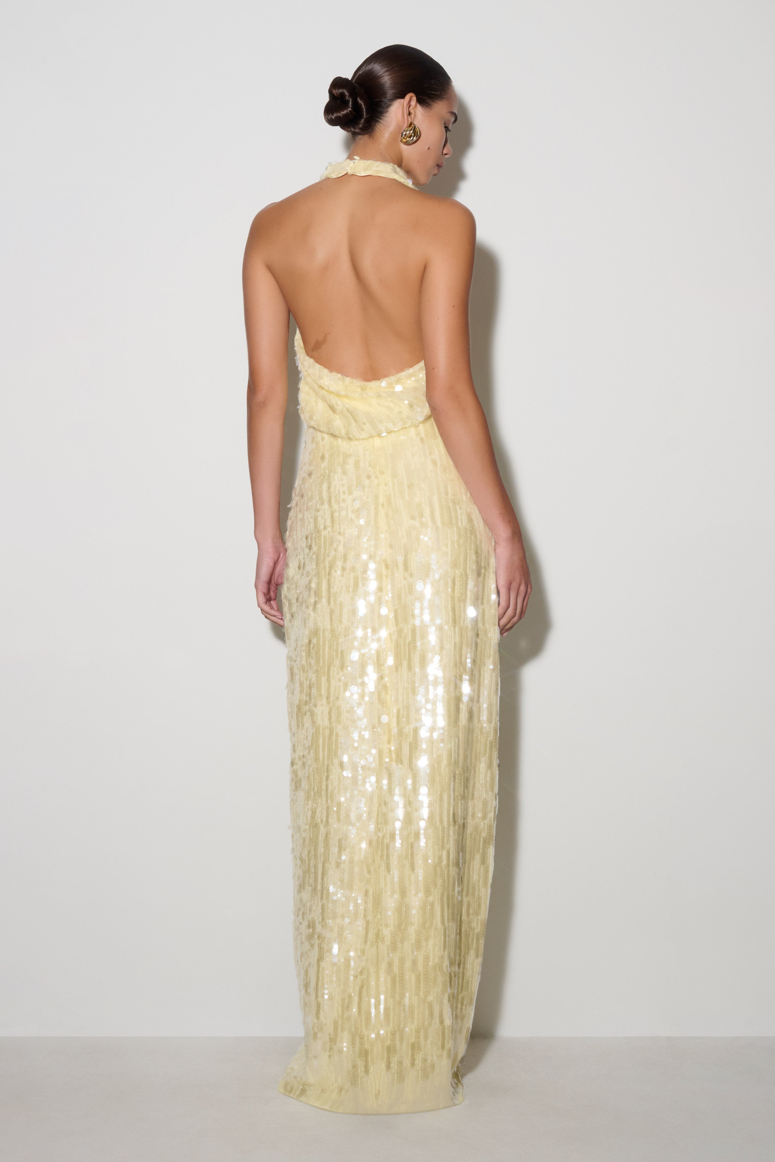 Alternative view of Gertrud Sequin Halter Maxi Dress - Lemon