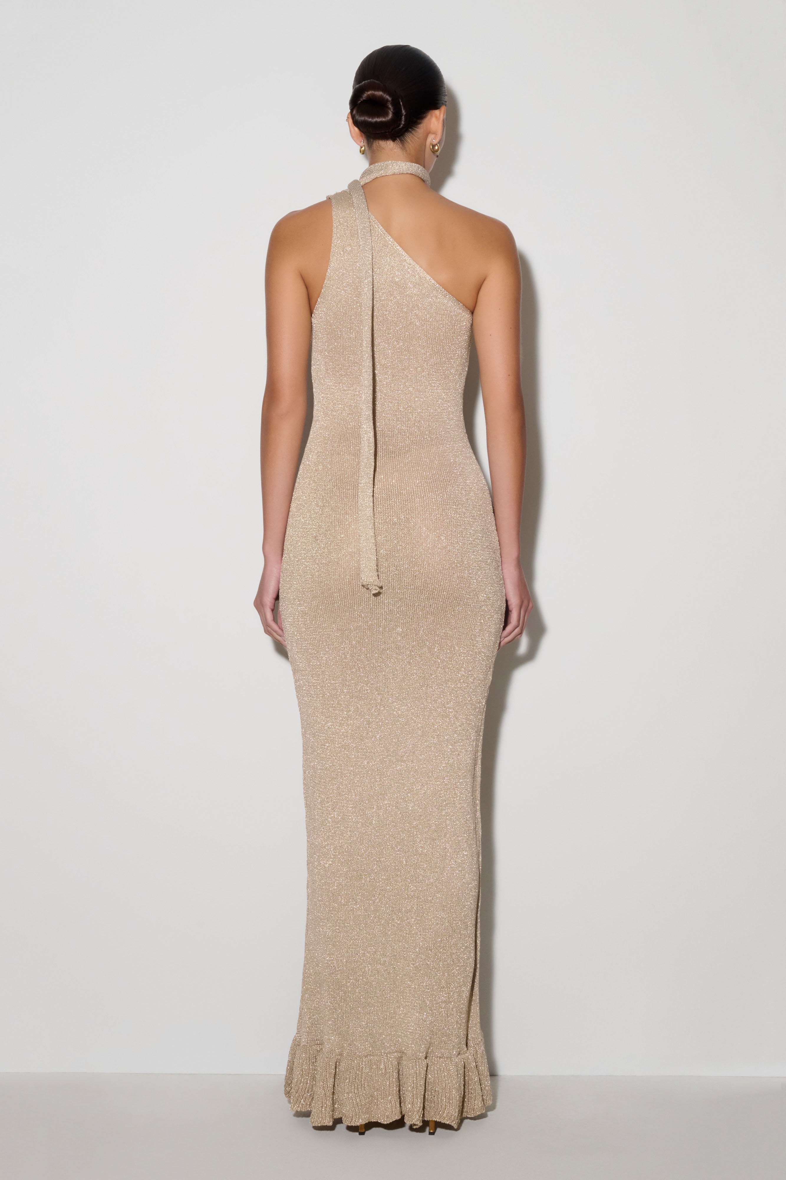 Alternative view of Celestino Floral Metallic Knit Maxi Dress - Gold
