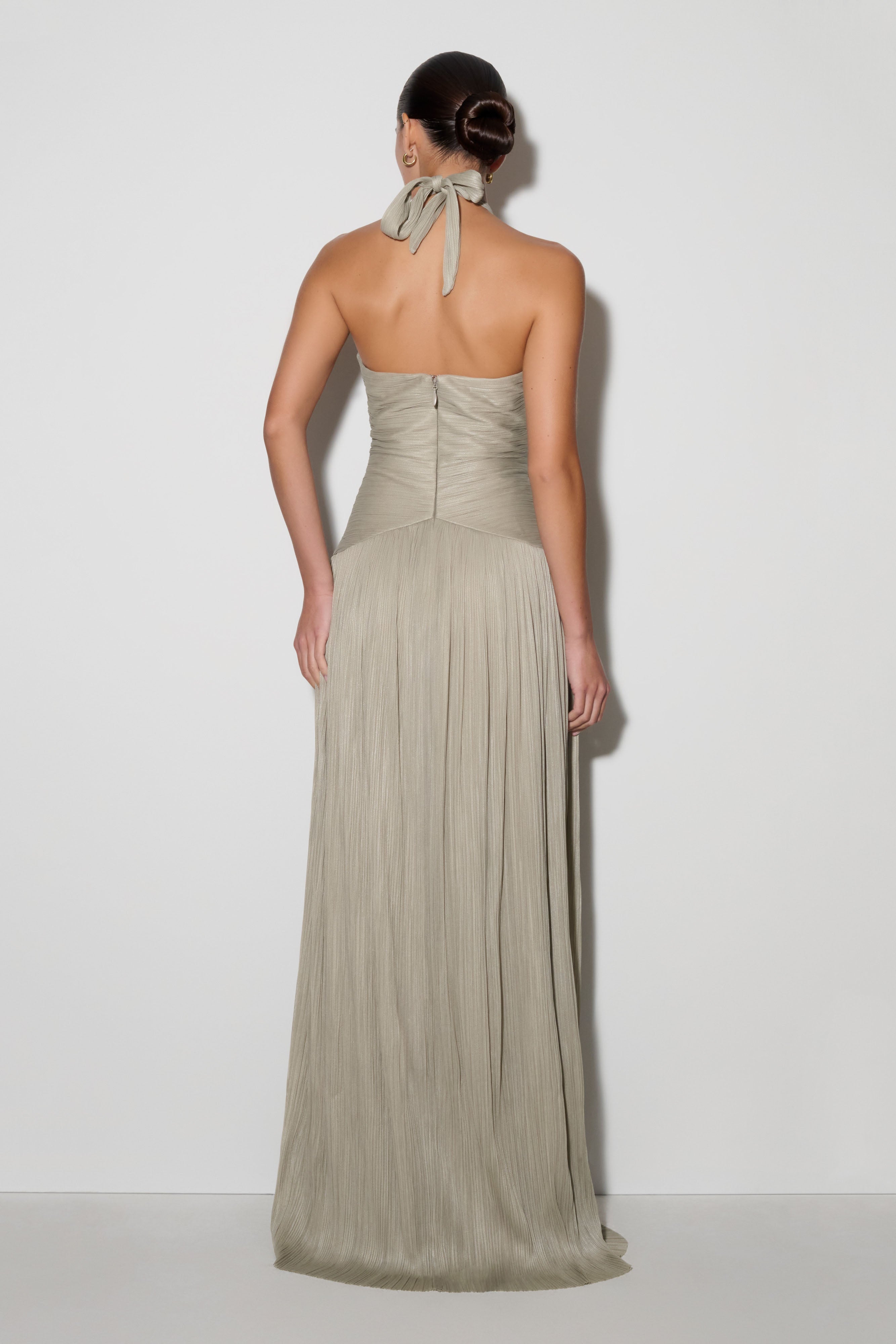 Alternative view of Juliette Pleated Chiffon Maxi Dress - Silver