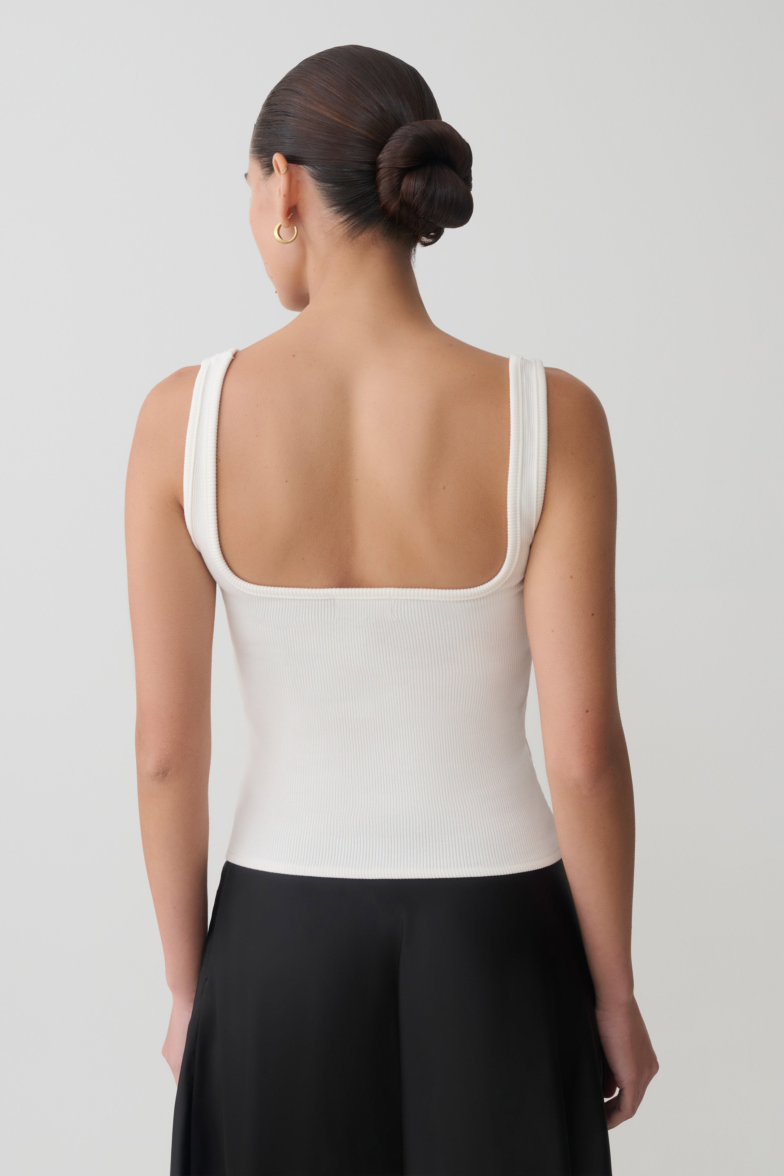 Alternative view of Aisling Ribbed Square Neck Sleeveless Top - Ivory