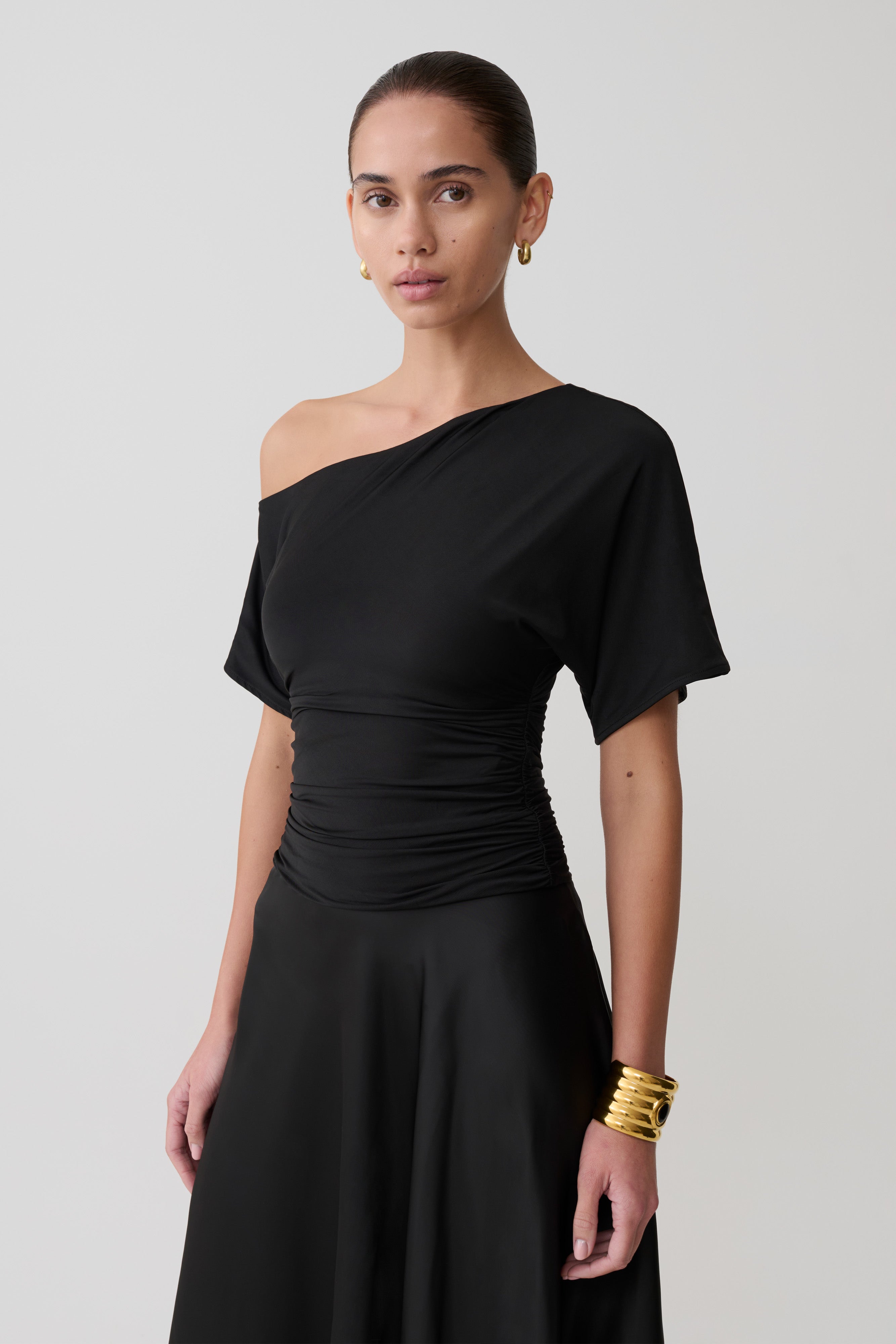 Luu Off Shoulder Slinky Top - Black - Image 3
