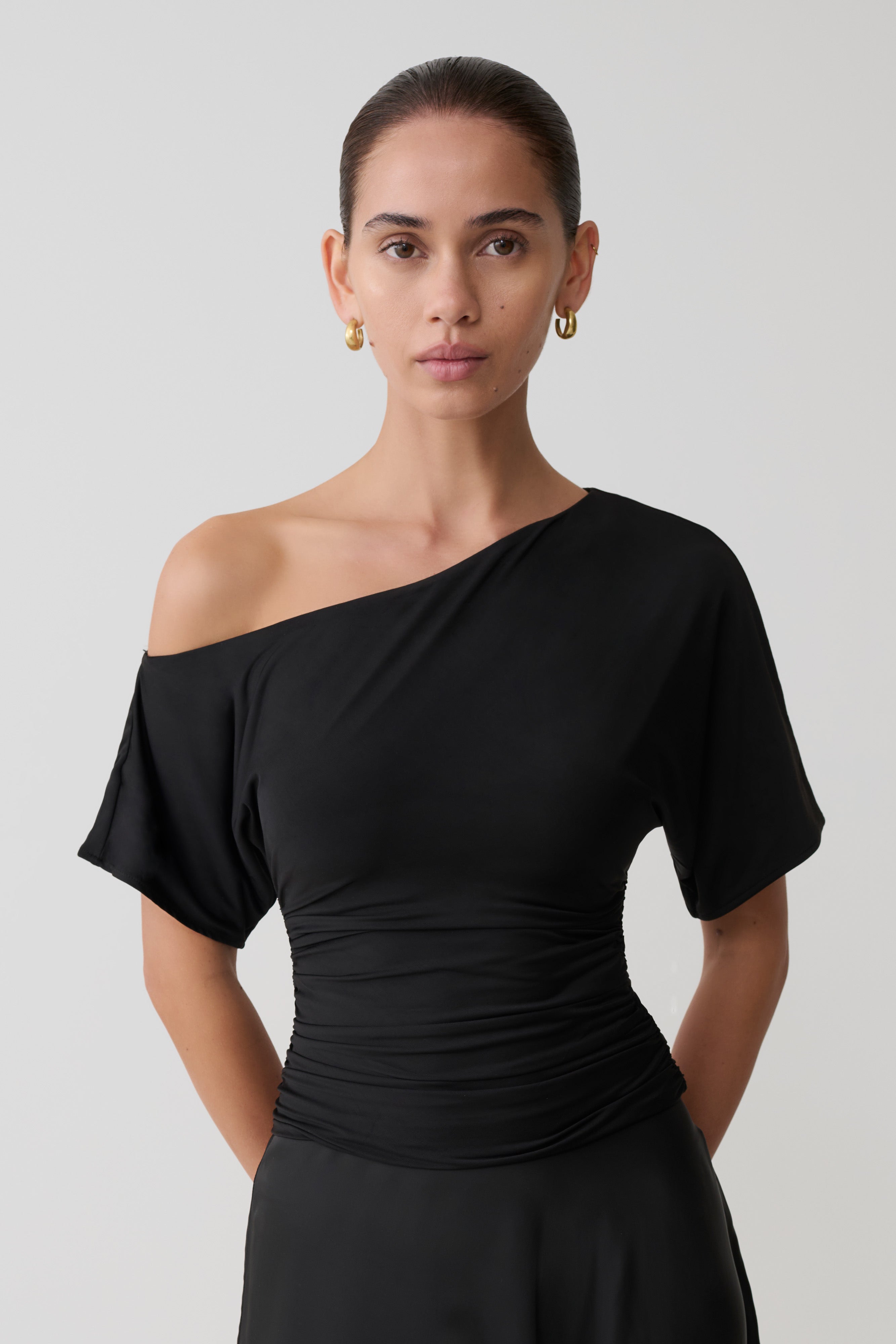 Luu Off Shoulder Slinky Top - Black - Image 7
