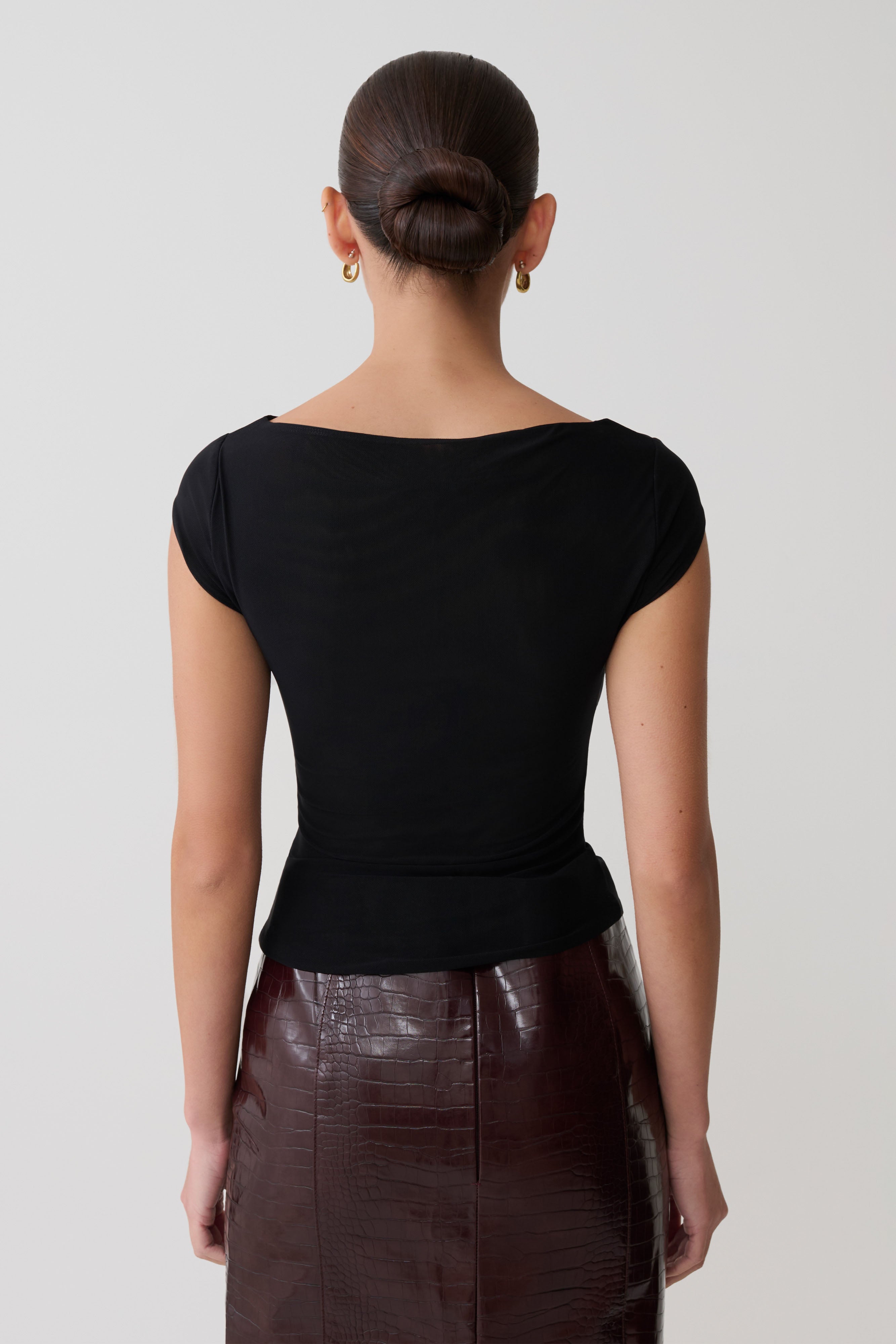 Romana Short Sleeve Mesh Top - Black - Image 2