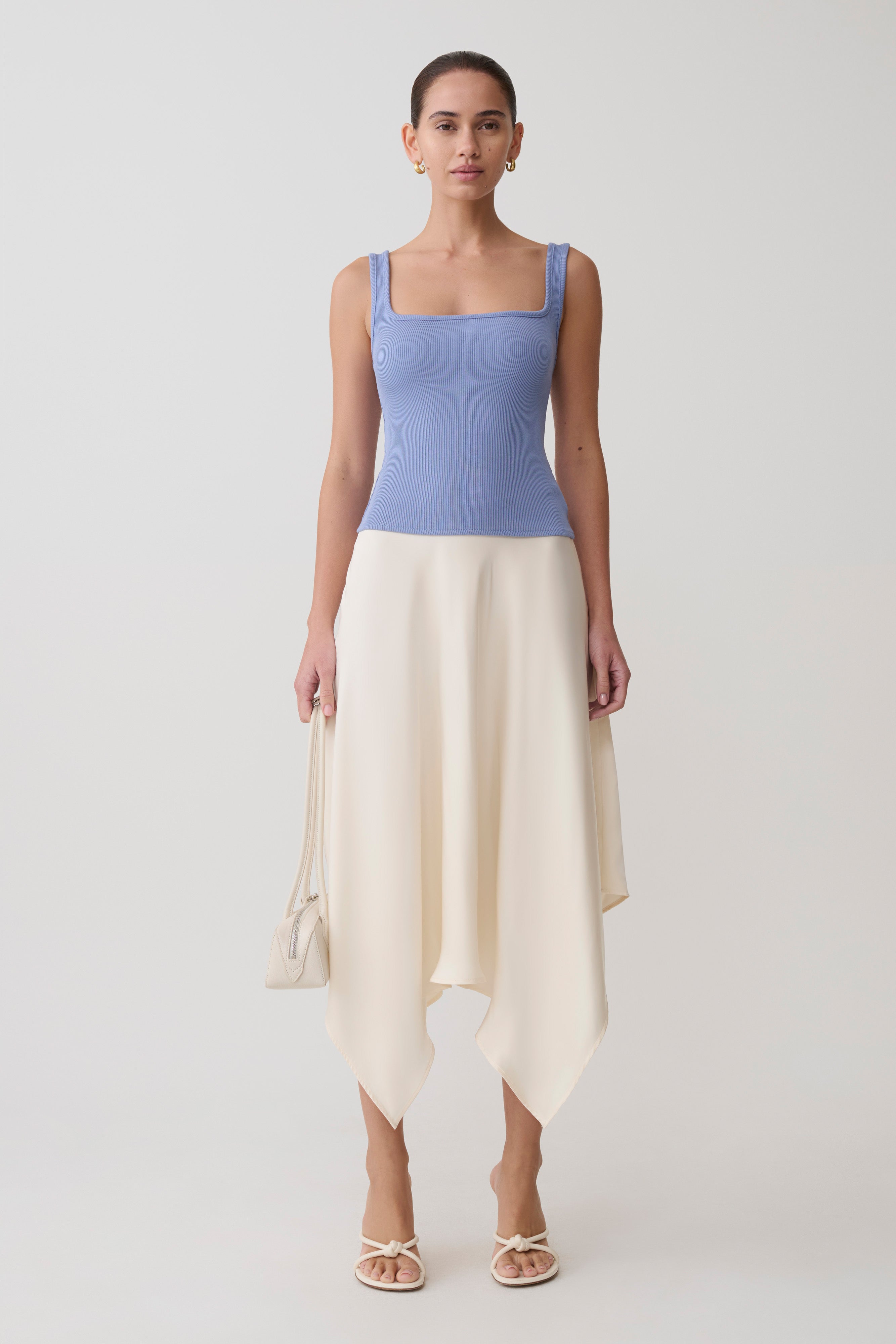 Aisling Ribbed Square Neck Sleeveless Top - Cornflower Blue - Image 4
