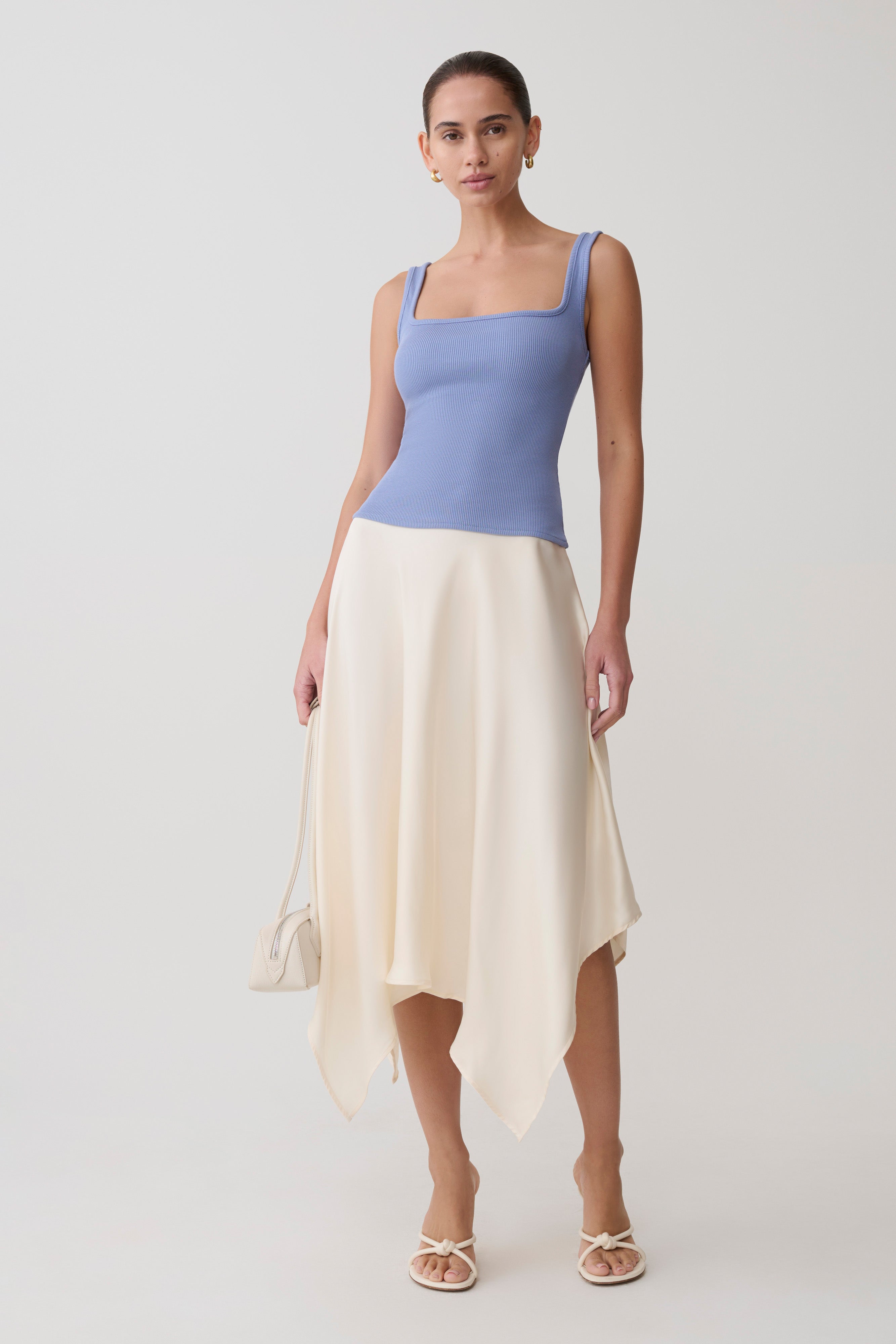 Aisling Ribbed Square Neck Sleeveless Top - Cornflower Blue - Image 7