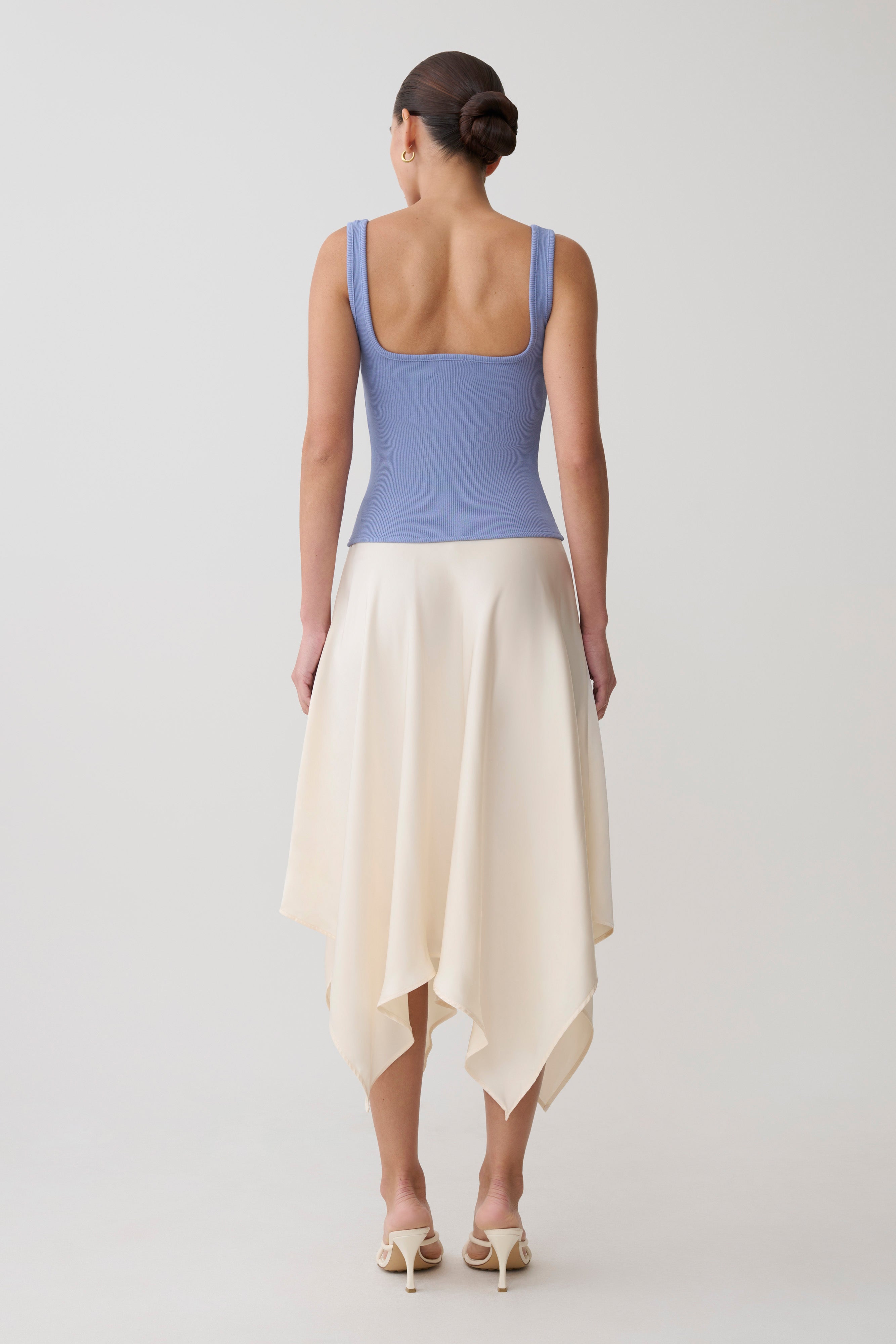Aisling Ribbed Square Neck Sleeveless Top - Cornflower Blue - Image 5