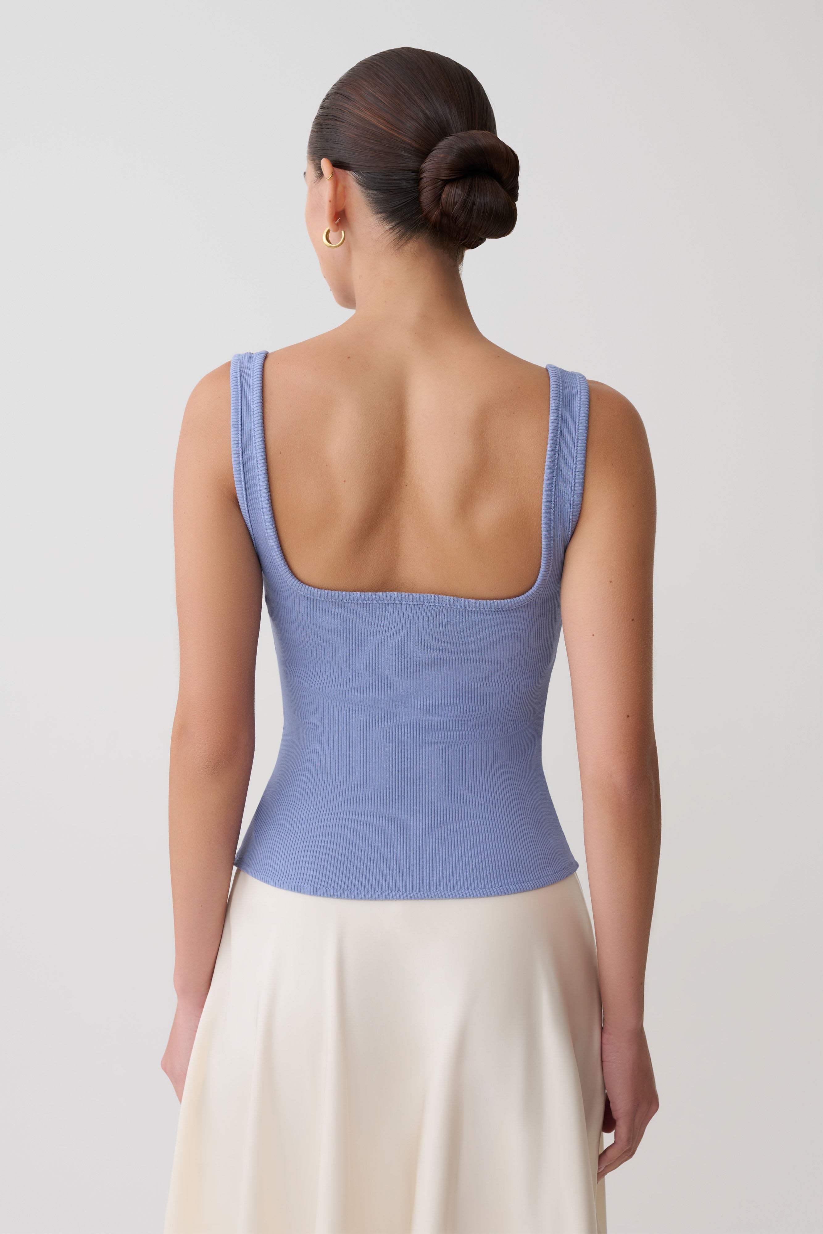 Alternative view of Aisling Ribbed Square Neck Sleeveless Top - Cornflower Blue