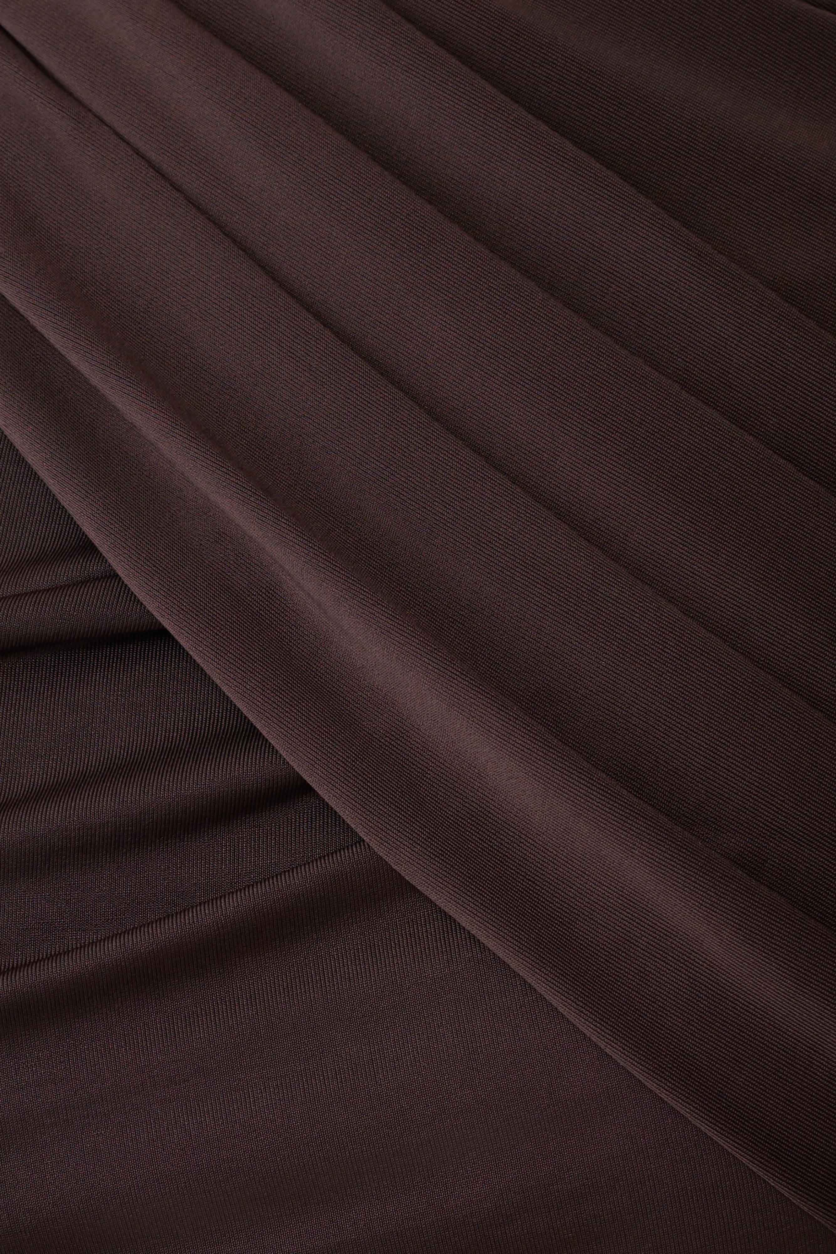 Adrienne One Shoulder Slinky Top - Chocolate - Image 6