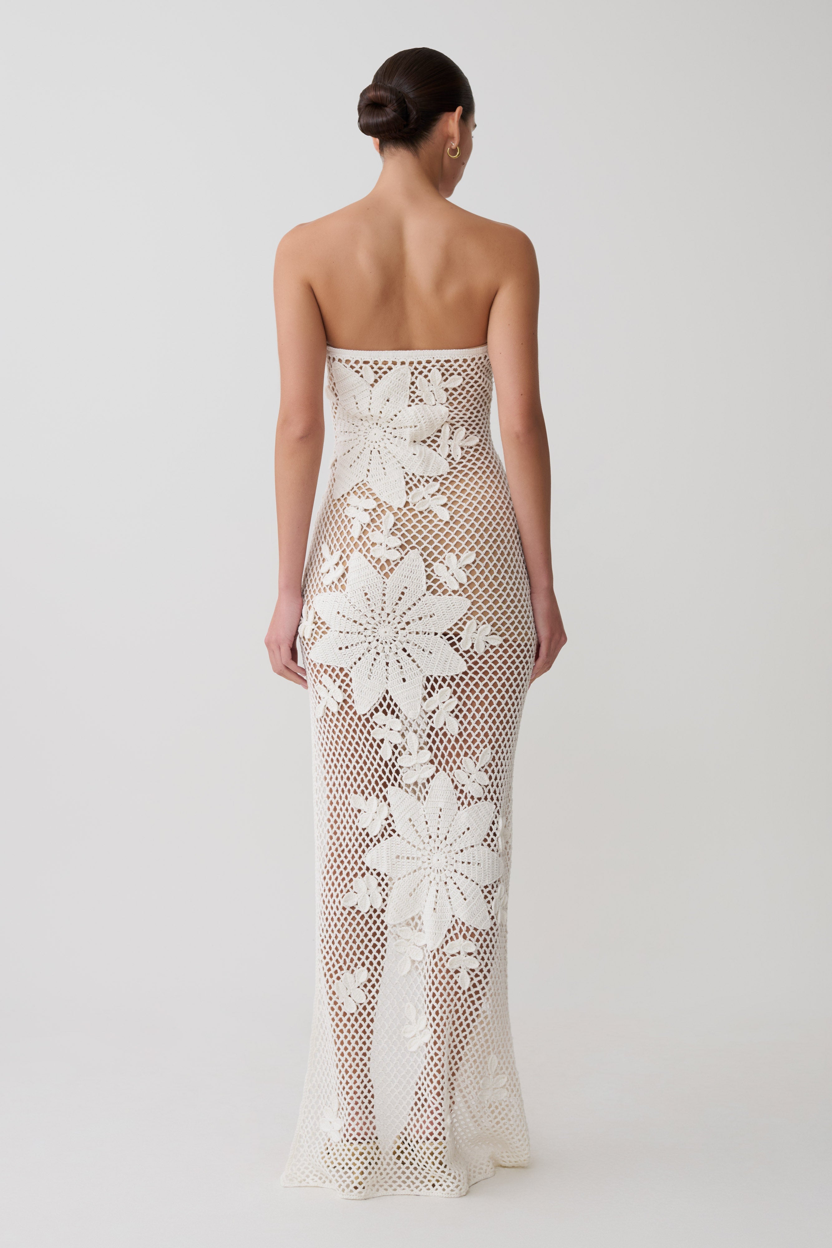 Alternative view of Mandie Hand Crochet Asymmetrical Maxi Dress - White