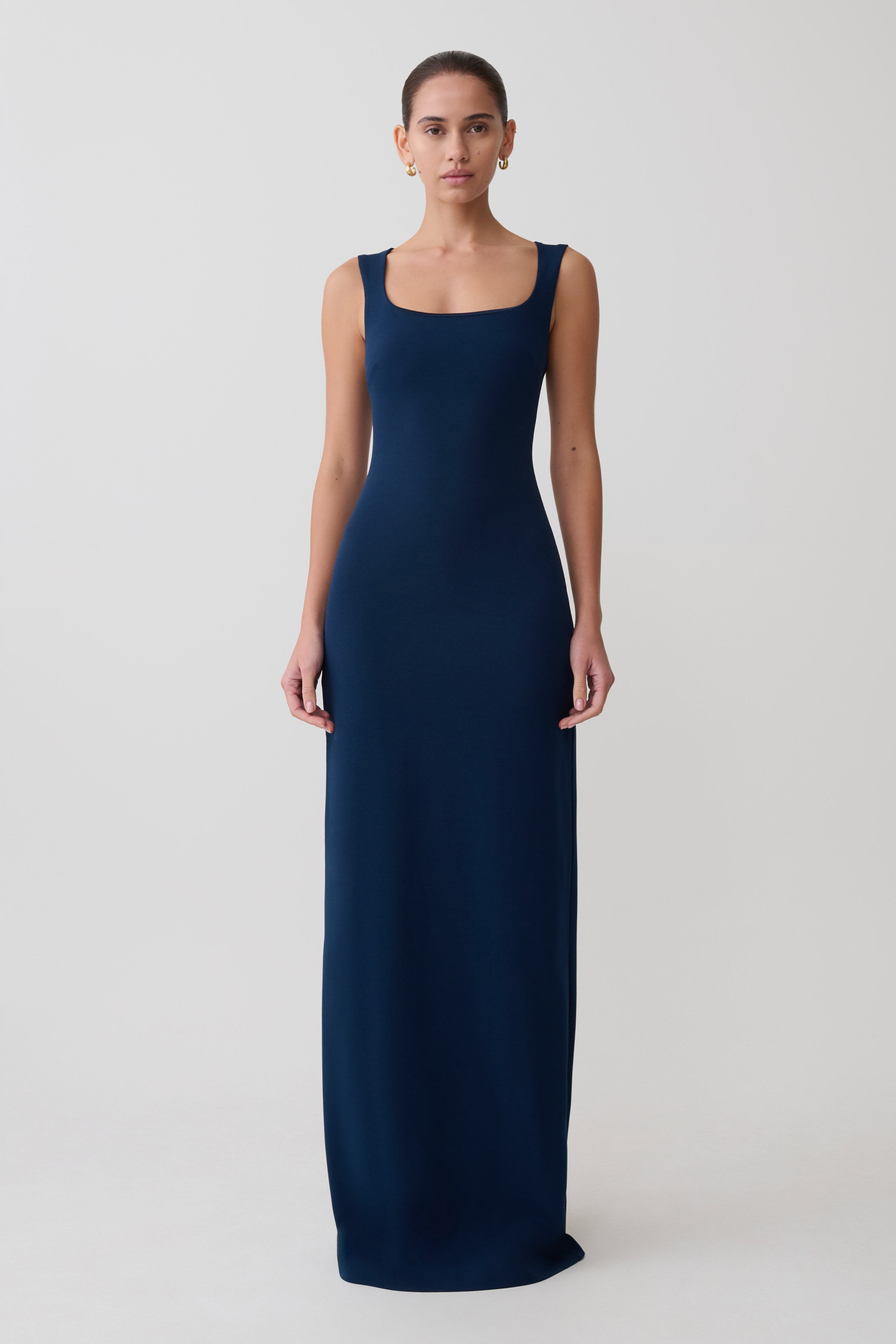 Rhea Detachable Cape Jersey Maxi Dress - Navy - Image 10