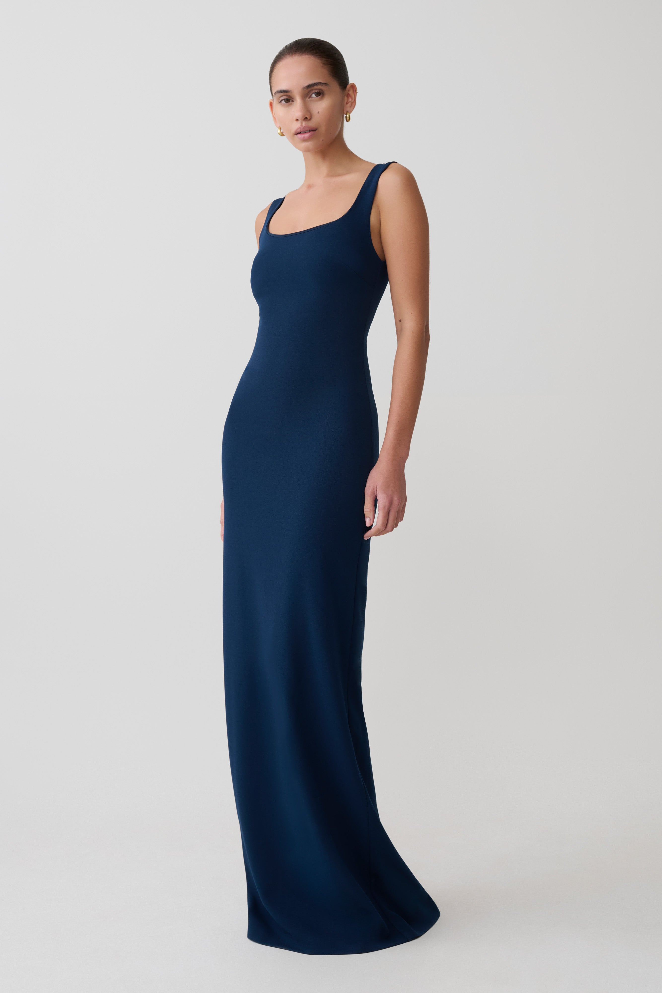 Rhea Detachable Cape Jersey Maxi Dress - Navy - Image 6