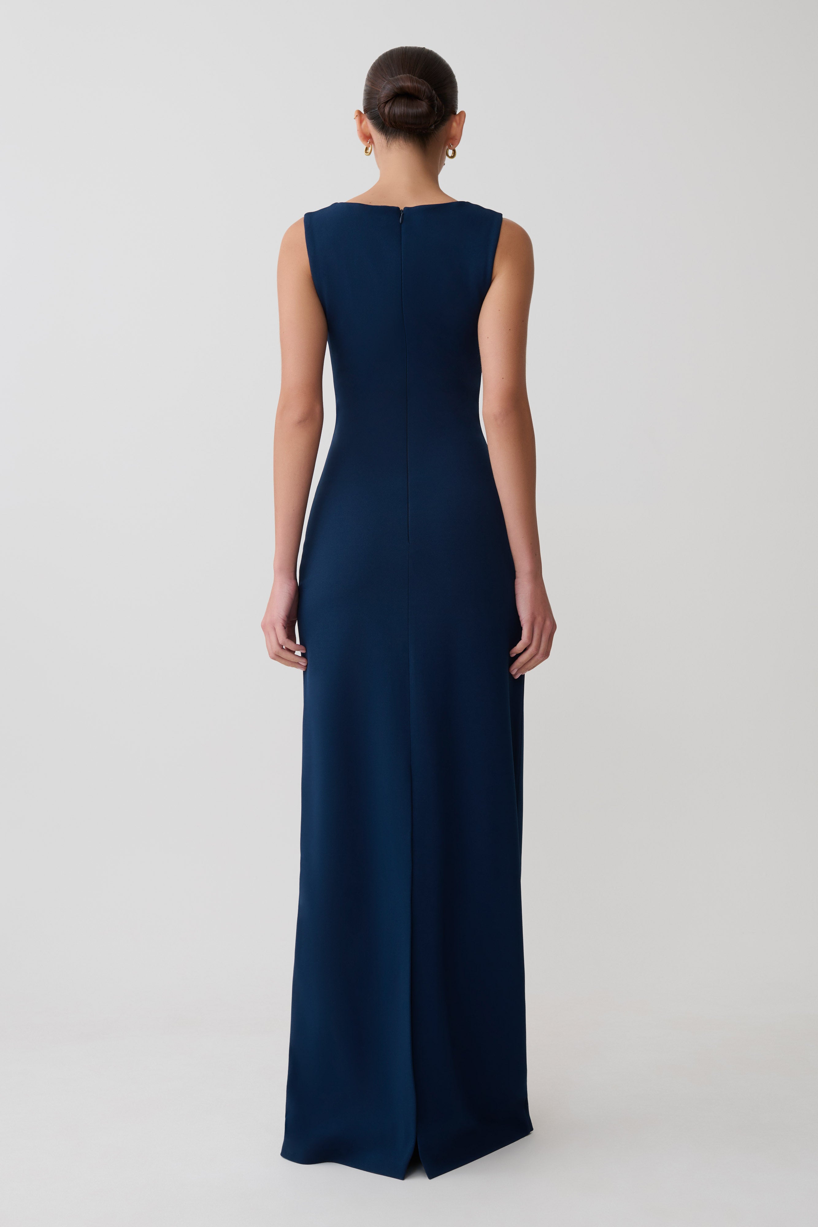 Rhea Detachable Cape Jersey Maxi Dress - Navy - Image 5