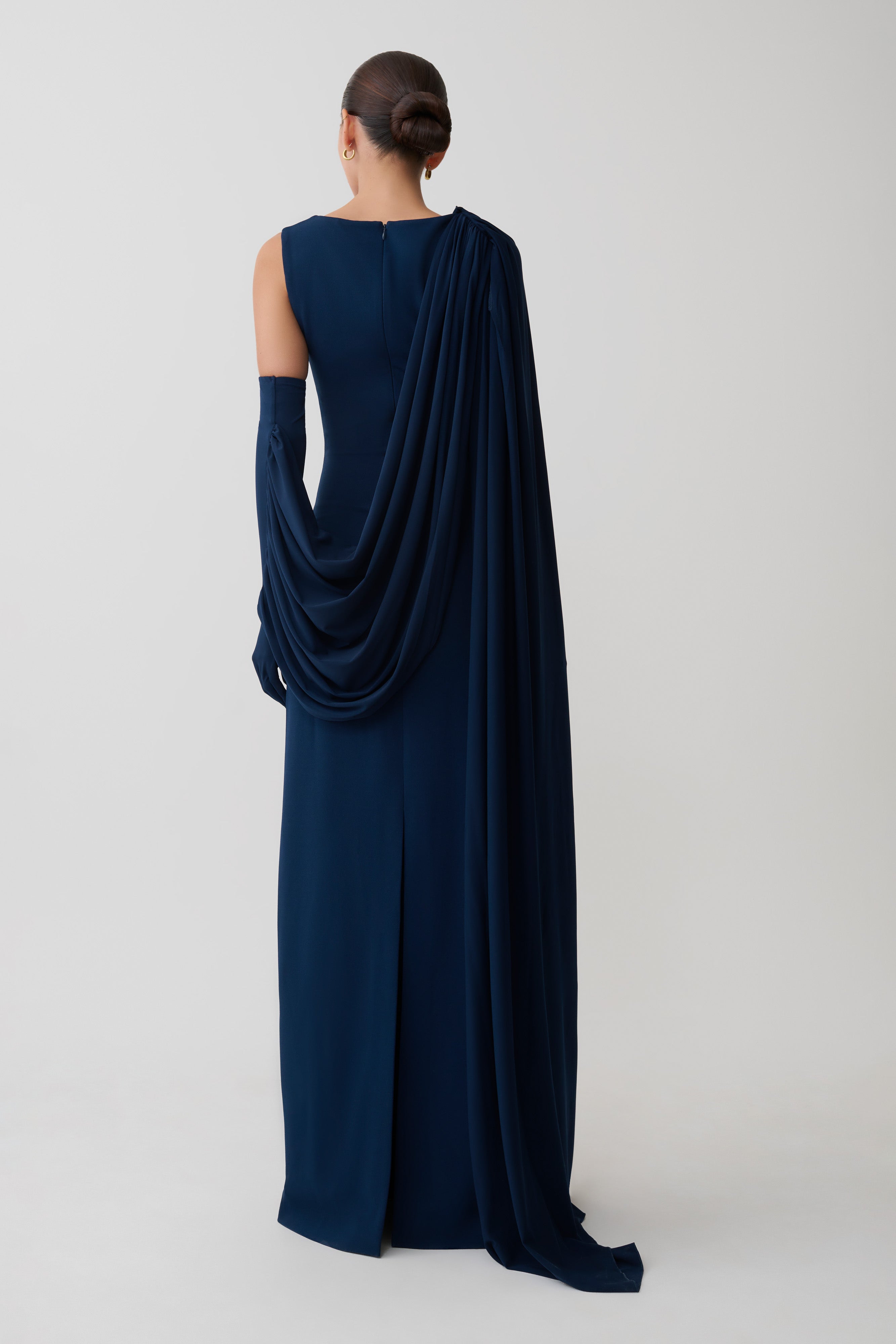 Alternative view of Rhea Detachable Cape Jersey Maxi Dress - Navy