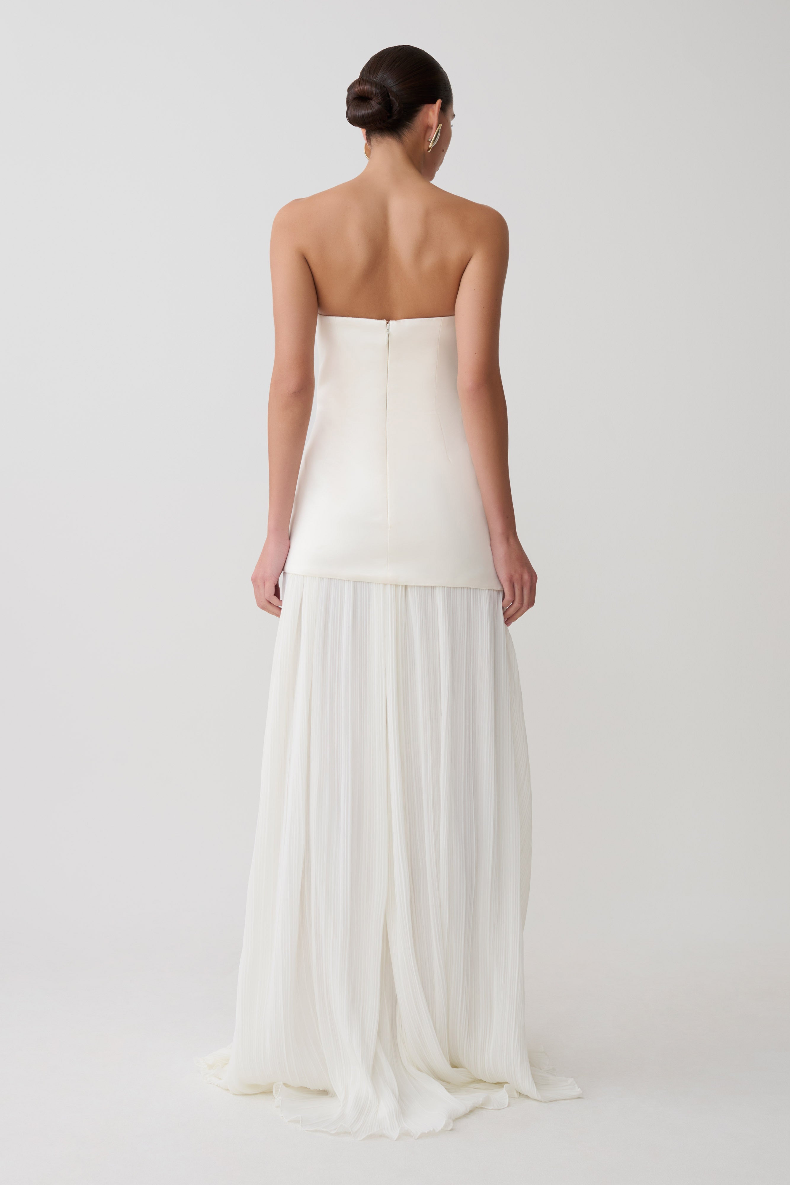 Juno Strapless Pleated Maxi Gown - White - Image 2