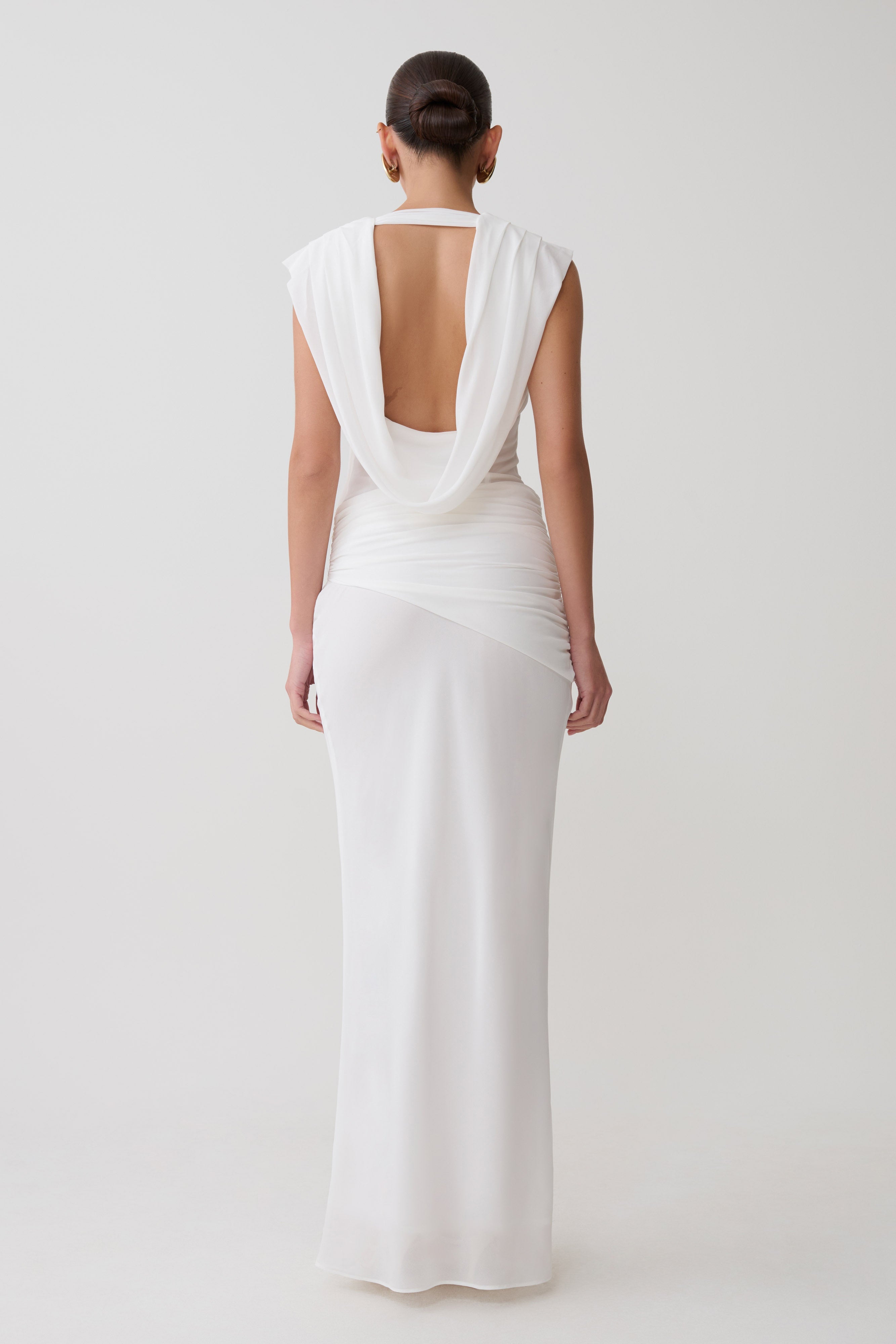 Alternative view of Giulia Chiffon Draped Maxi Dress - White