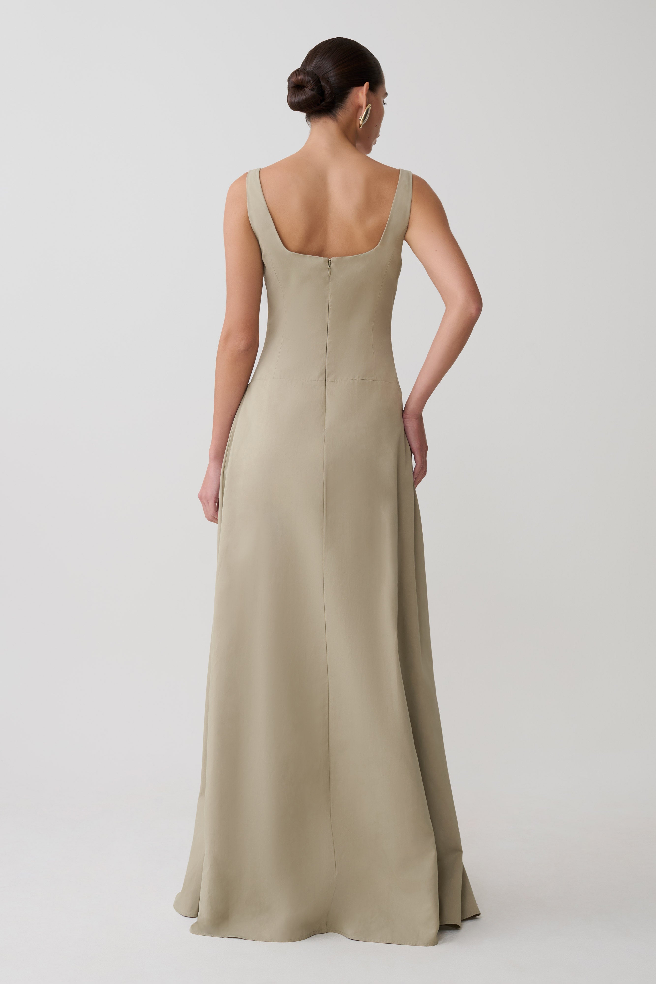 Alternative view of Salma Drop Waist Cotton Maxi Dress - Sage