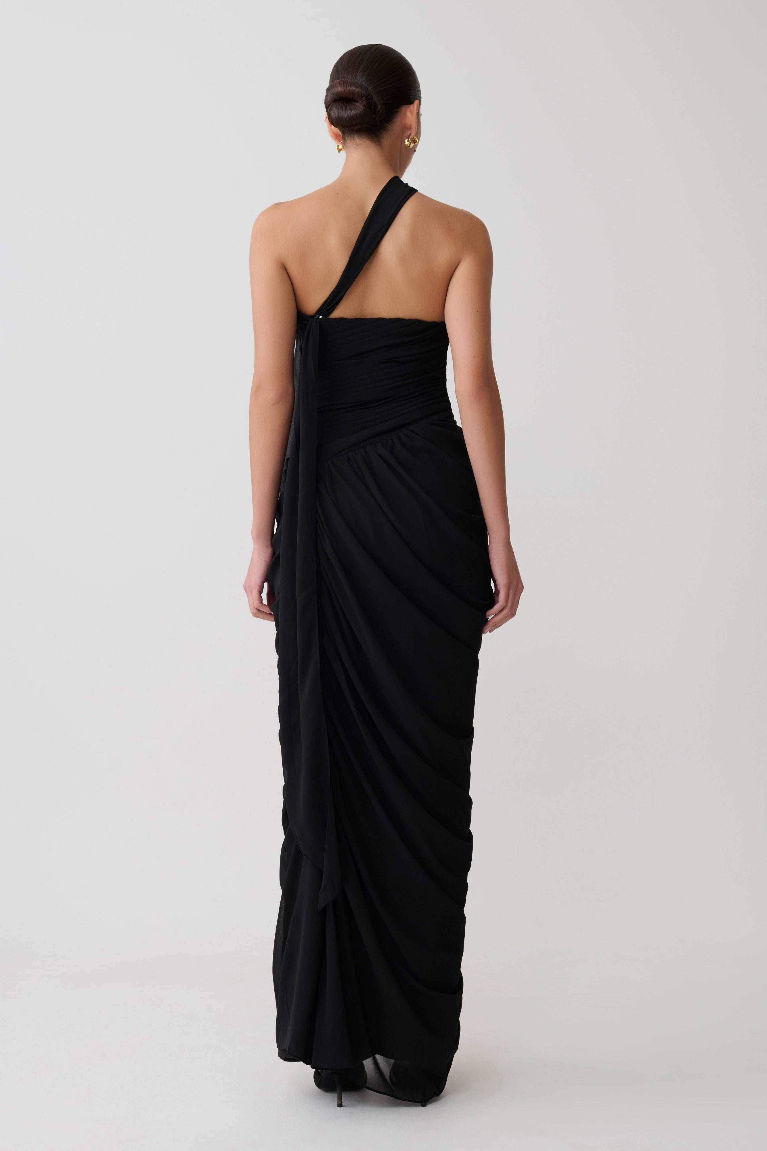 Alternative view of Micaela Chiffon Gathered Maxi Dress - Black